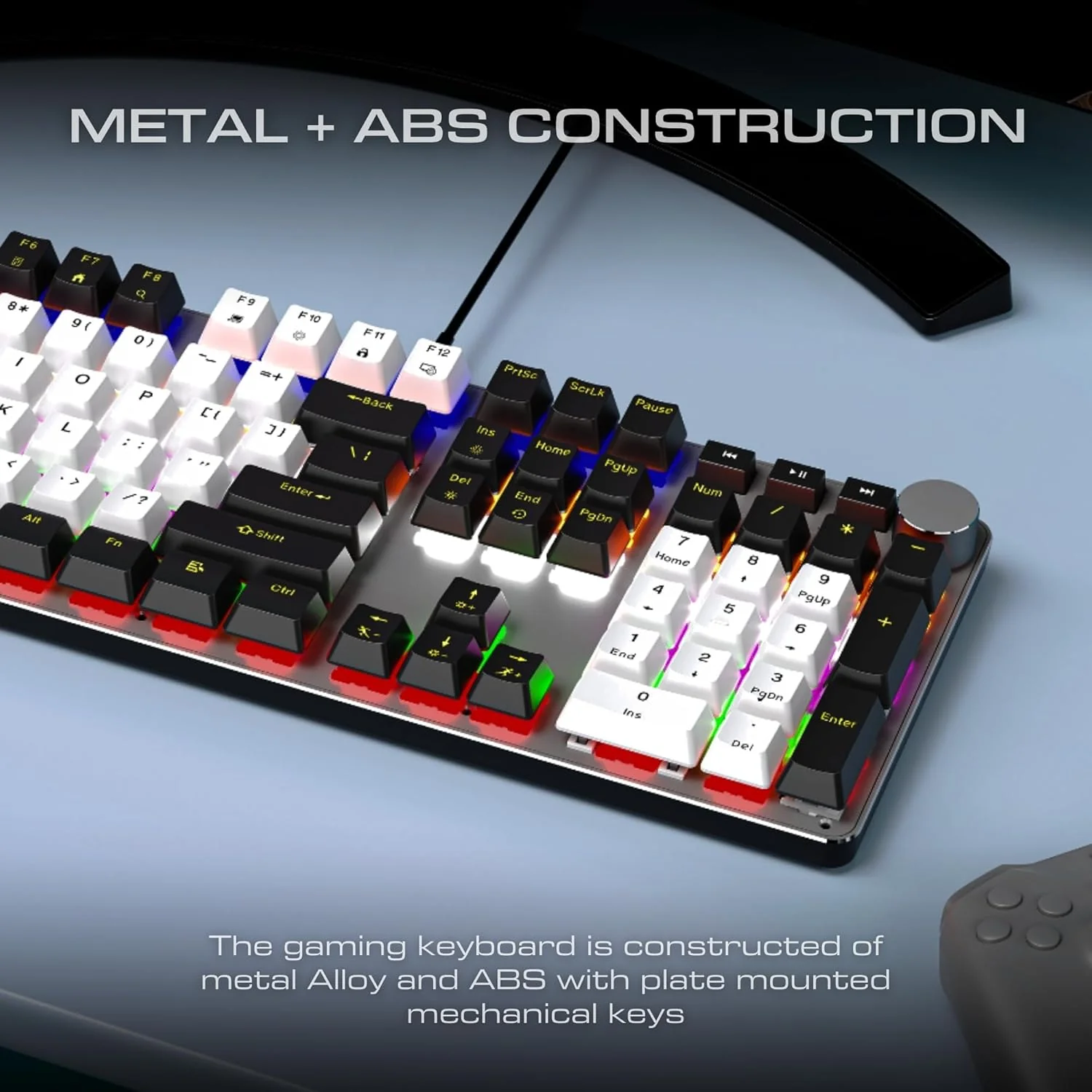 Dr Luxur® Brute Wired Mechancial Keyboard, Anti ghosting Gaming Keyboard, OUTEMU Linear Red Switches, with 107 Keys, 20 Lighting Modes and 50 Million keystrokes, Wired (Black and White, Red Switch) - Image 4