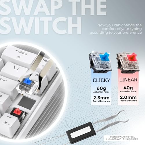 Dr Luxur Shadow Pro 60% Wired Anti-ghosting Gaming Keyboard, 68 Keys Compact Mechanical Keyboard, Hot Swappable OUTEMU Red/Blue Switch, 24 Lighting Modes, USB C Cable (Shadow Pro - Red/Blue Switch) - Image 2