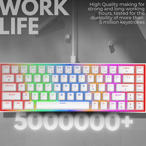 Dr Luxur Shadow Pro 60% Wired Anti-ghosting Gaming Keyboard, 68 Keys Compact Mechanical Keyboard, Hot Swappable OUTEMU Red/Blue Switch, 24 Lighting Modes, USB C Cable (Shadow Pro - Red/Blue Switch) - Image 4