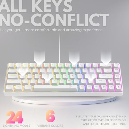 Dr Luxur Shadow Pro 60% Wired Anti-ghosting Gaming Keyboard, 68 Keys Compact Mechanical Keyboard, Hot Swappable OUTEMU Red/Blue Switch, 24 Lighting Modes, USB C Cable (Shadow Pro - Red/Blue Switch) - Image 5