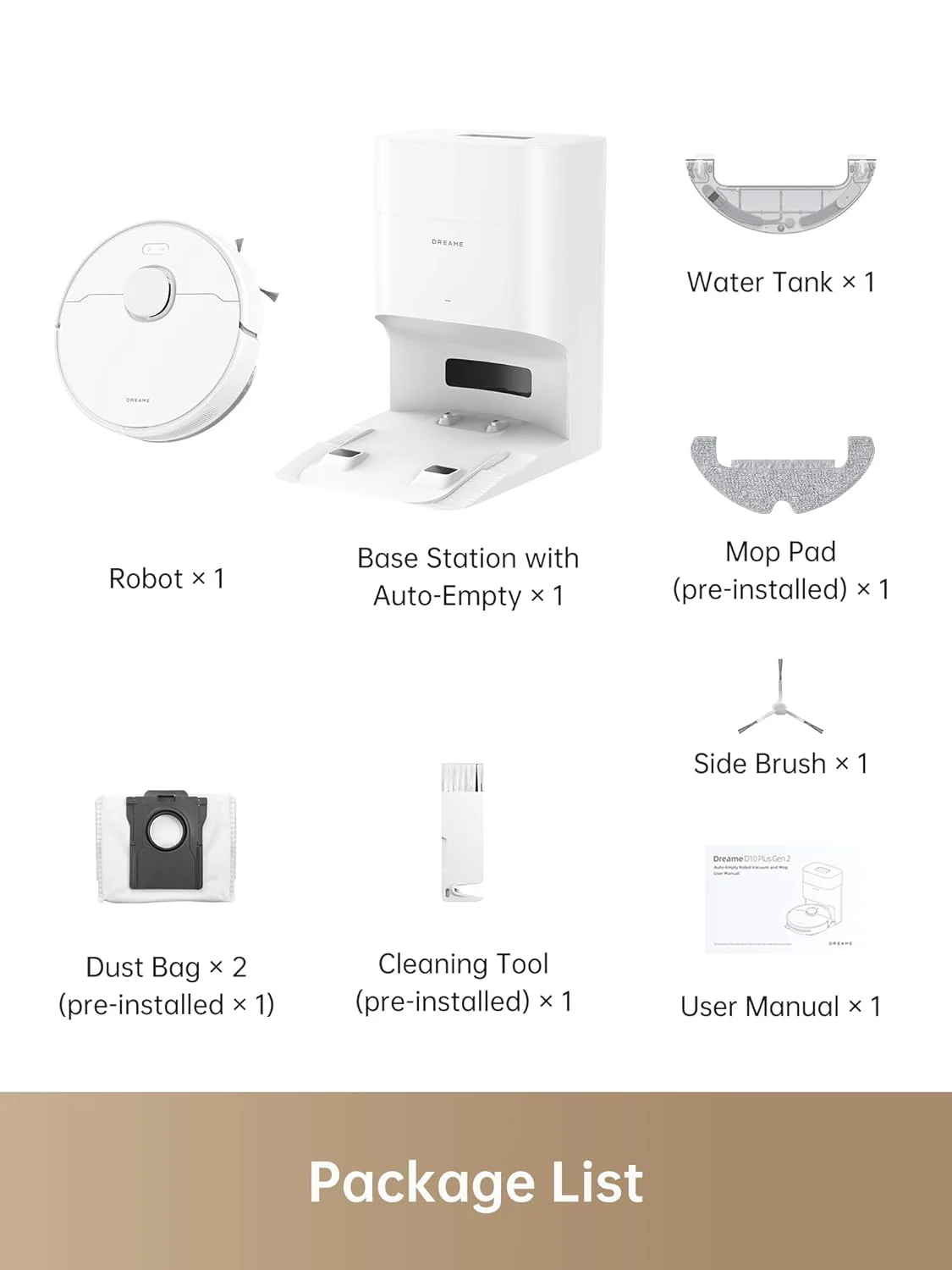 DREAME D10 Plus Gen 2 Robot Vacuum Cleaner with Automatic Dust Emptying, Stores up to 90 Days of Dust, LiDAR Navigation, 6000 Pa Suction Power for Carpets and Pet Hair, 285-Minute Battery, White - Image 2