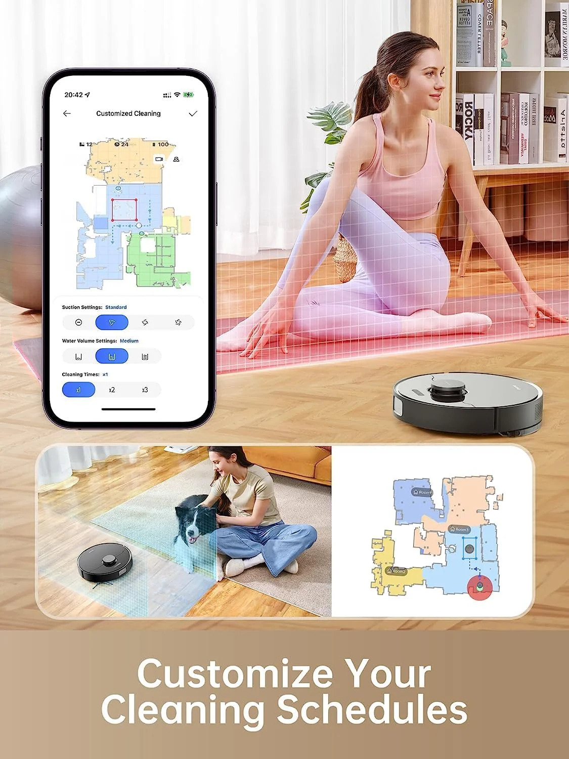 dreame D10s Plus Robot Vacuum and Mop Combo, Self-Emptying for up to 65 Days, 5,000Pa Suction Power, Advanced AI and LiDAR Navigation, 280-min Runtime, Compatible with Alexa, Ideal for Pet Hair, Black - Image 3