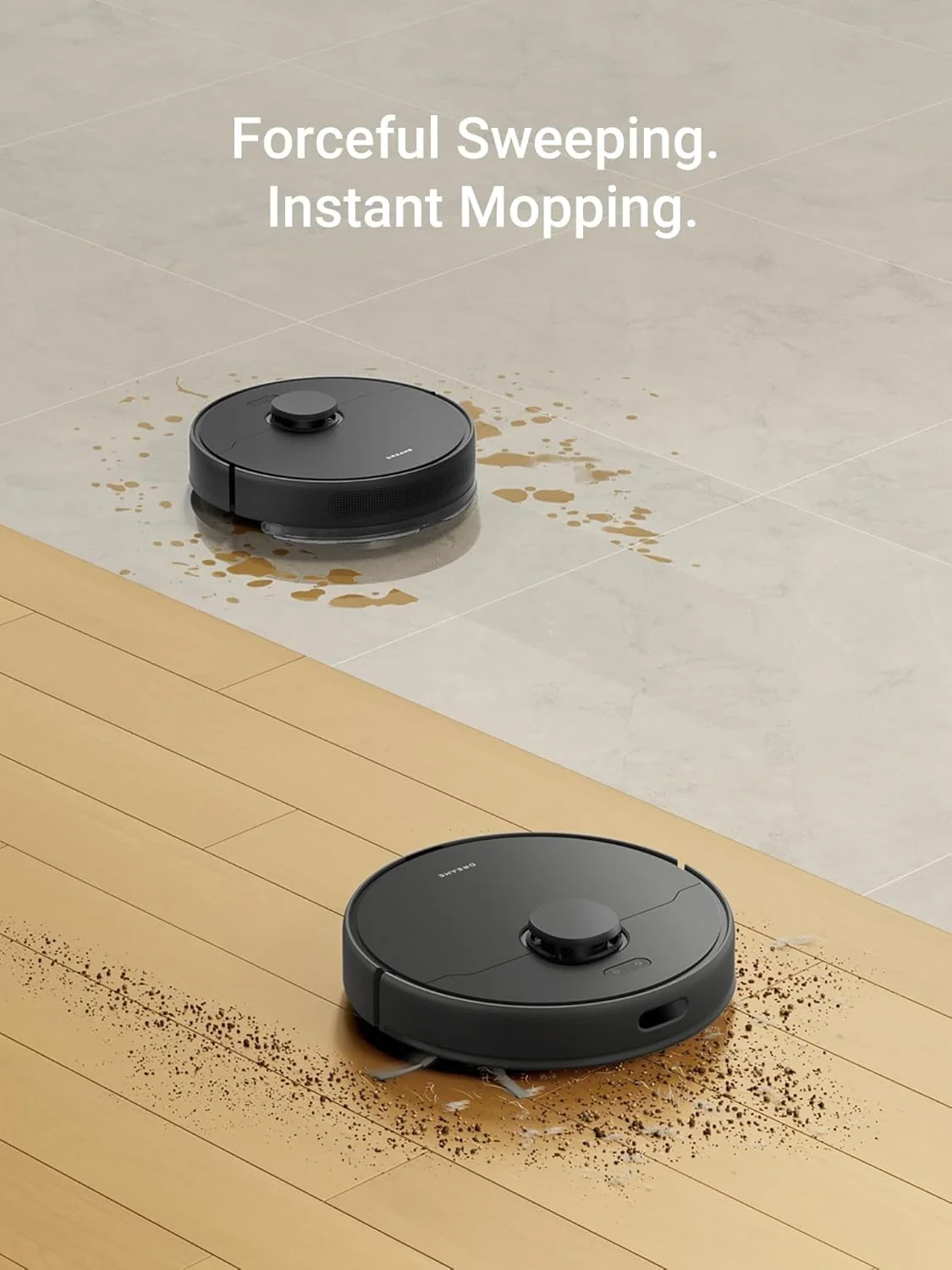 DREAME D9 Max Gen2 Robot Vacuum Cleaner, 6000Pa Vacuum Robot with Mop Function, Movable Brush, Multi-Floor Maps, Ideal for Carpets, Hard Floors and Pet Hair, Black, 285 Minutes - Image 4