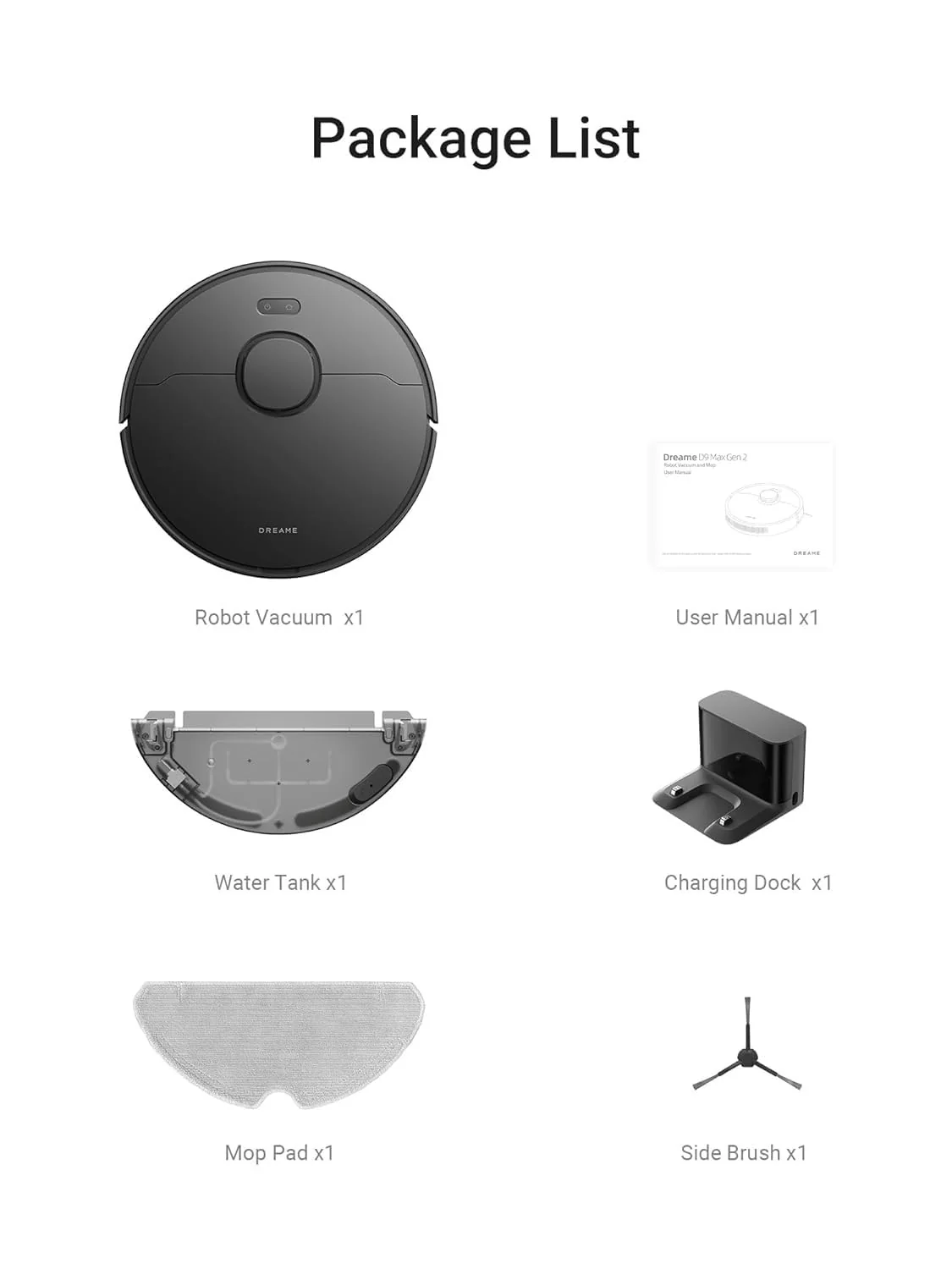 DREAME D9 Max Gen2 Robot Vacuum Cleaner, 6000Pa Vacuum Robot with Mop Function, Movable Brush, Multi-Floor Maps, Ideal for Carpets, Hard Floors and Pet Hair, Black, 285 Minutes - Image 8