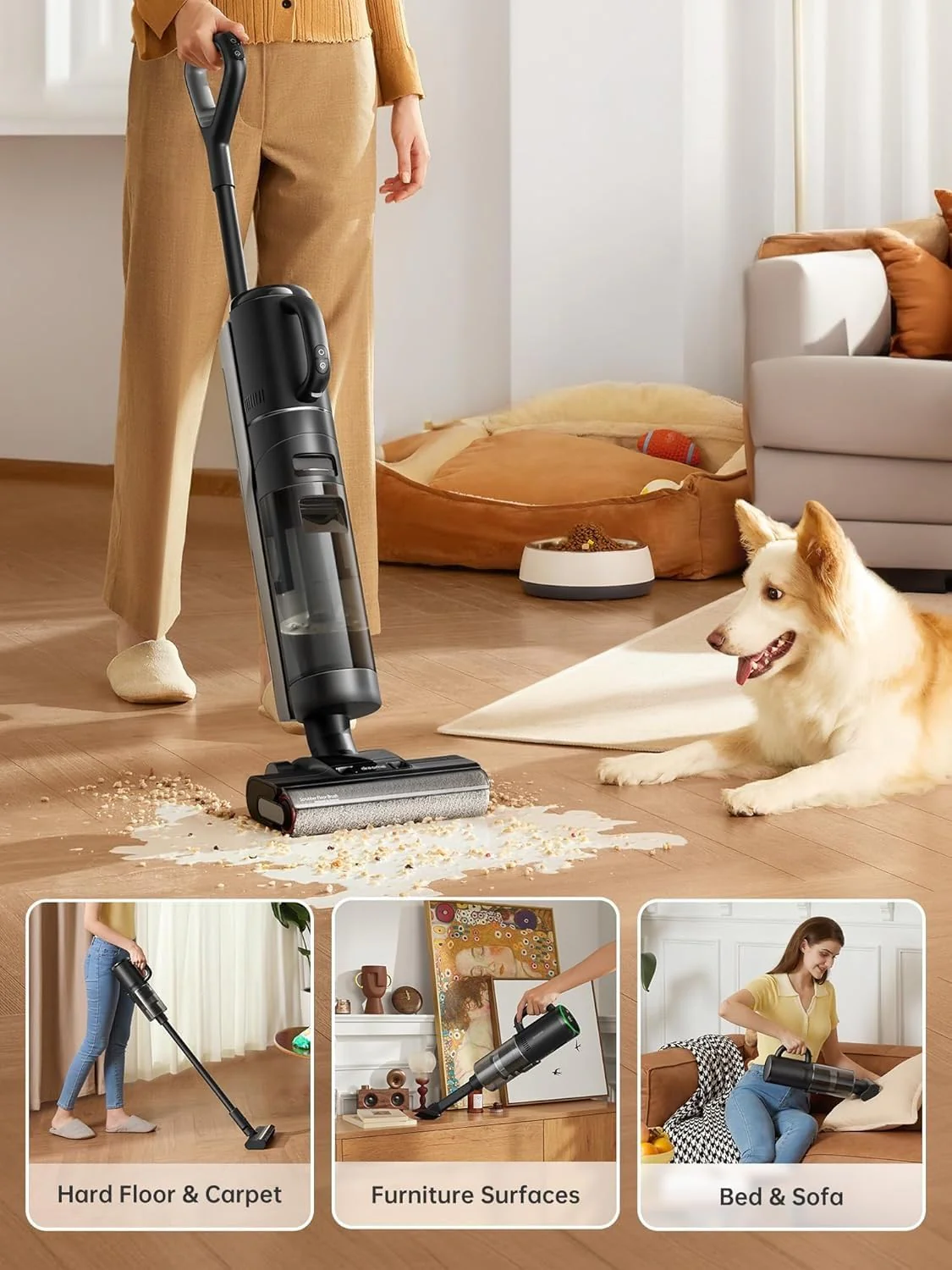 Dreame H12 Dual Smart Wet Dry Upright Vacuum, Floor Cleaner Mop Combo 4-in-1 Cordless Stick Vacuum for Multi-Surface, One-Step Self Cleaning with Hot Air Drying - Image 9