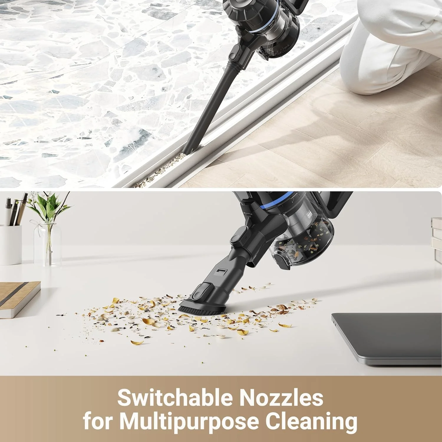 DREAME J10 Cordless Stick Vacuum Cleaner, 8K Pa Powerful Suction, 4x2200 mAh Battery, 35 Minutes Running Time, Folding Tube for Corner Cleaning, 0.5 Litre - Image 6