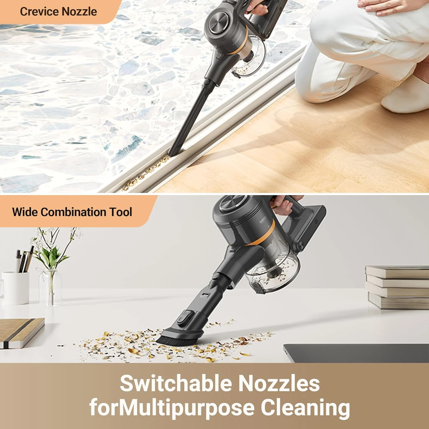 DREAME J20 Cordless Stick Vacuum Cleaner, 17K Pa Powerful Suction, 6x2200 mAh Battery, 50 Minutes Running Time, Folding Tube for Corner Cleaning, 0.5 Litre - Image 8
