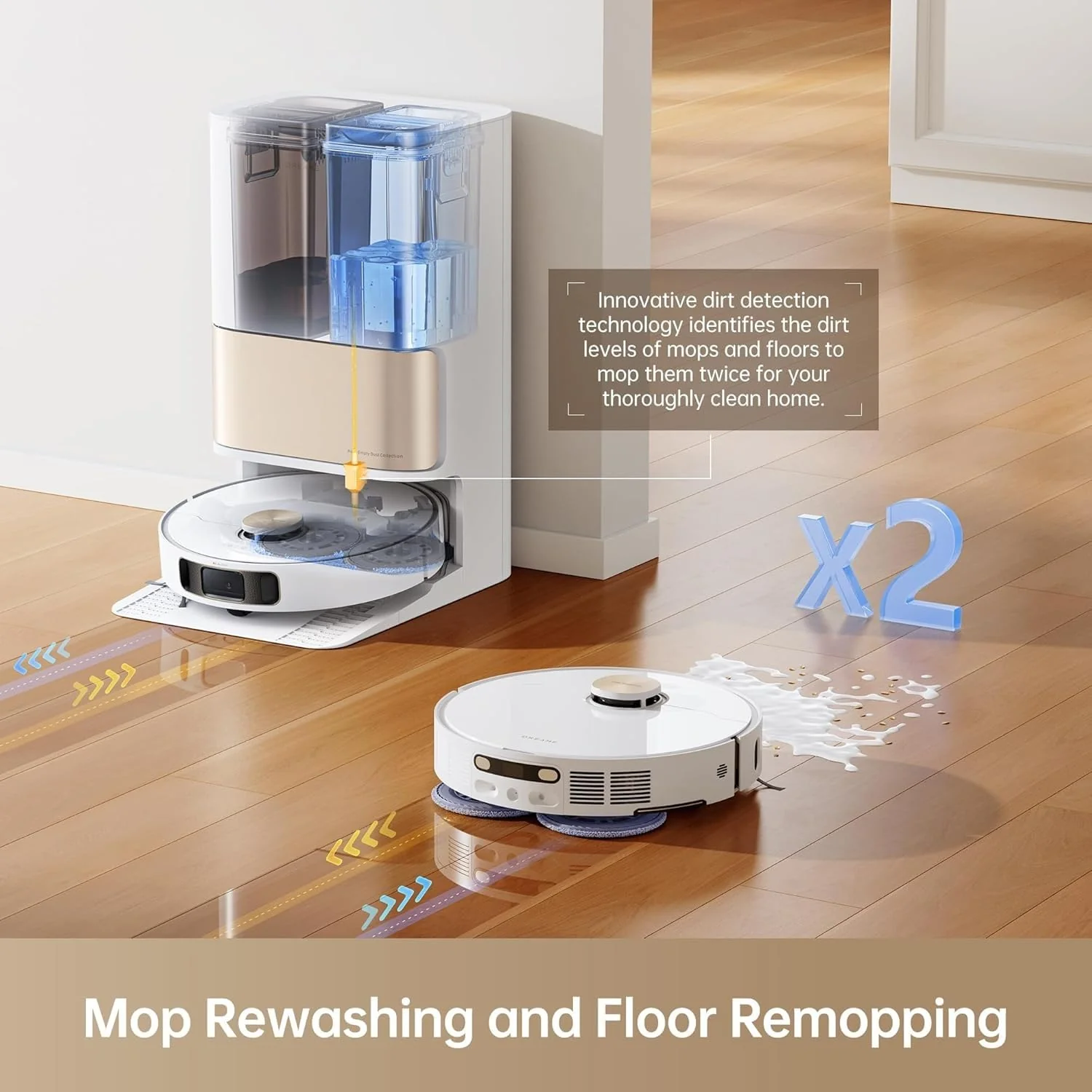 DREAME L10S Pro Ultra Robotic Vacuum Cleaner, Heat Robot with Mop, Mop Extend, 7000Pa Suction, Auto Care and Maintenance, 58 Hot Water Self-Cleaning, Obstacle Avoidance, White, 220 Minutes - Image 6