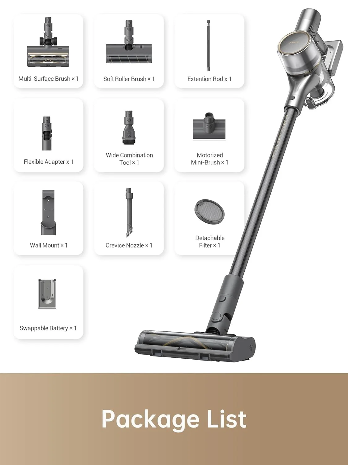 DREAME R20 Cordless Vacuum Cleaner with Dual Brush Head, Smart Stick Handheld Vacuum，Powerful Rechargeable Vacuum Cleaner, 90 Mins Max Runtime, Perfect for Hard Floor Carpet Pet Hair - Image 3