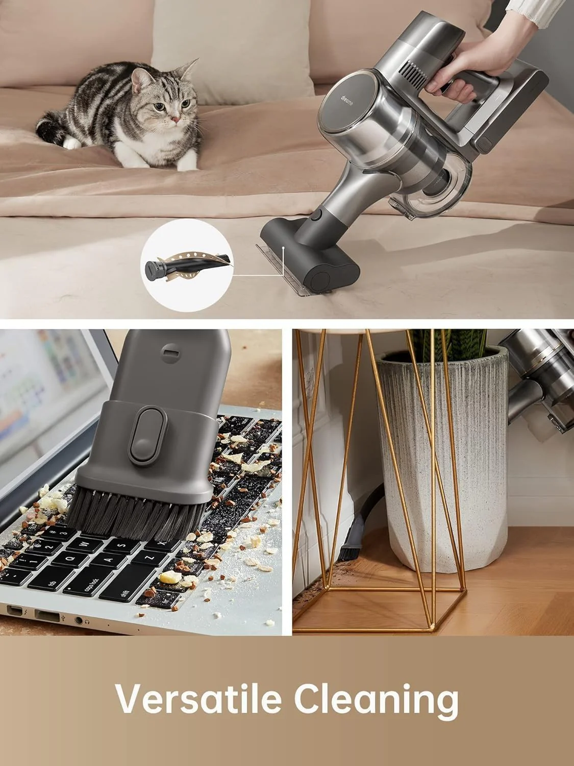 DREAME R20 Cordless Vacuum Cleaner with Dual Brush Head, Smart Stick Handheld Vacuum，Powerful Rechargeable Vacuum Cleaner, 90 Mins Max Runtime, Perfect for Hard Floor Carpet Pet Hair - Image 6