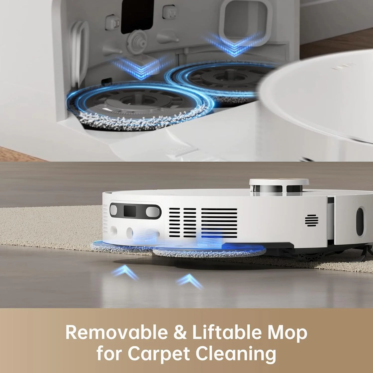 DREAME X40 Ultra Robotic Vacuum with Removable & Liftable Mop, 12,000Pa Suction, Side Brush Extensive Cleaning, 158°F Mop & Washboard Self Cleaning, Auto-Empty, Auto Refill, liftable Brushes - Image 4