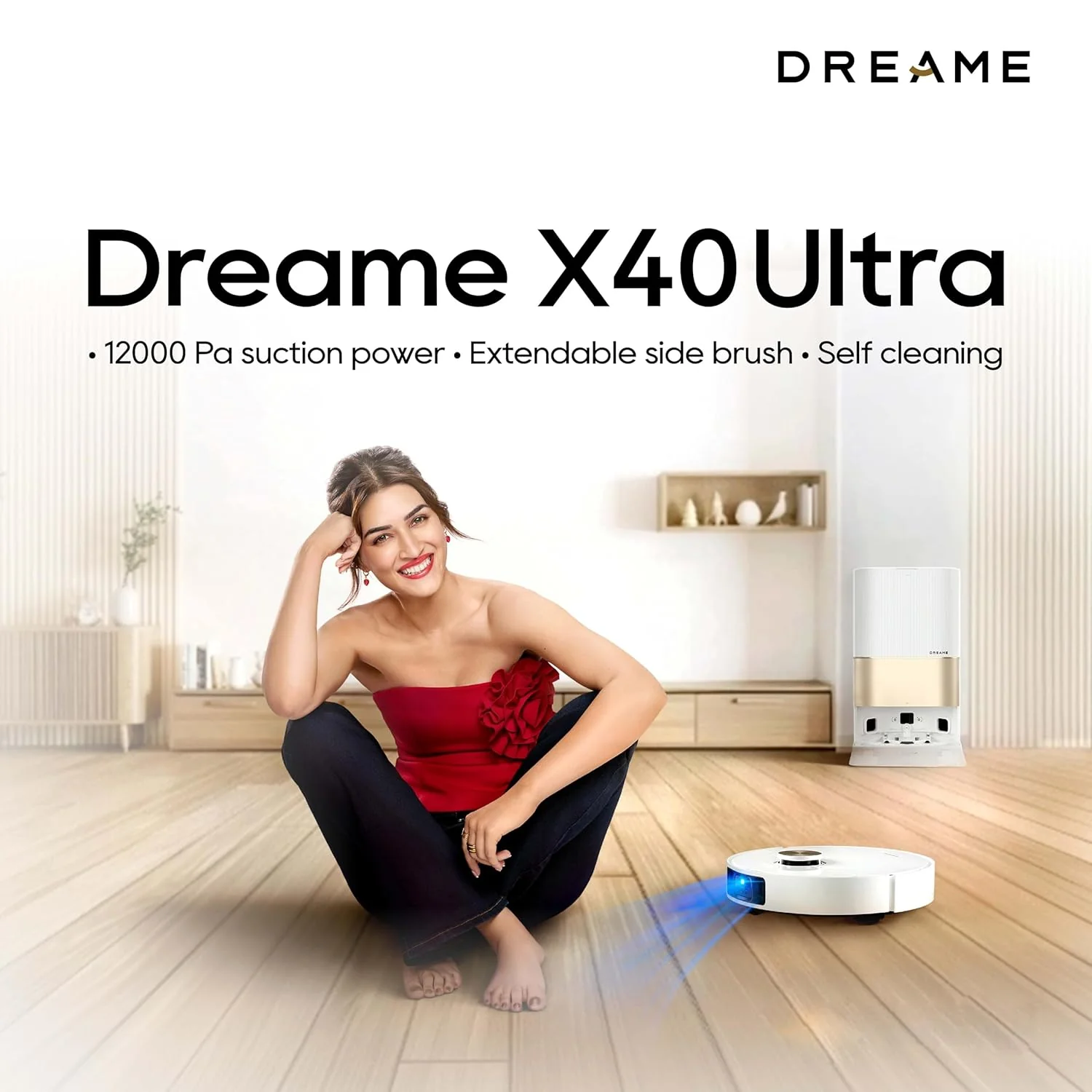 DREAME X40 Ultra Robotic Vacuum with Removable & Liftable Mop, 12,000Pa Suction, Side Brush Extensive Cleaning, 158°F Mop & Washboard Self Cleaning, Auto-Empty, Auto Refill, liftable Brushes - Image 8