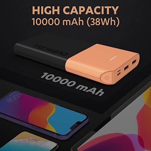 Duracell Power Bank 10000 mAh, Portable Charger, USB C/Micro USB Input, USB A/USB C Output, Fast Charge Technology, 22.5W Power Delivery for Smartphones, Tablets, Headphones and USB-Powered Devices - Image 2