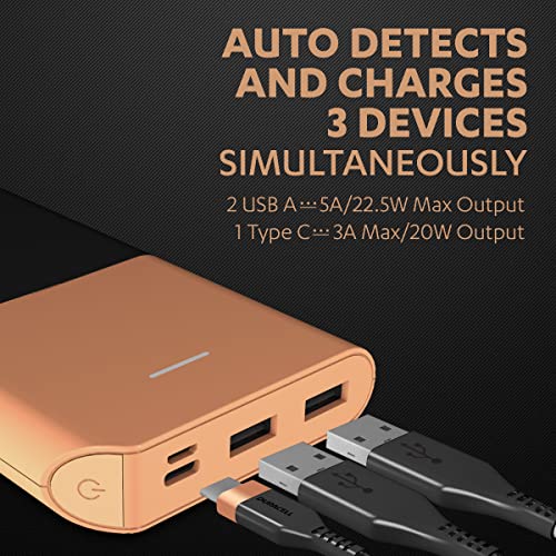 Duracell Power Bank 10000 mAh, Portable Charger, USB C/Micro USB Input, USB A/USB C Output, Fast Charge Technology, 22.5W Power Delivery for Smartphones, Tablets, Headphones and USB-Powered Devices - Image 3