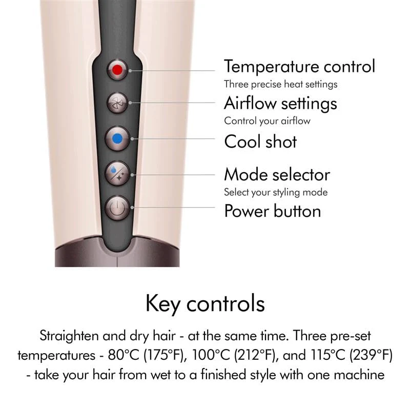 Dyson Airstrait™ Hair Straightener | Wet-to-dry straightener | Straightens with air | 2 airflows & 6 heat temperature settings (Prussian Blue/Rich Copper) (BRAND NEW/SEALED) - Image 6