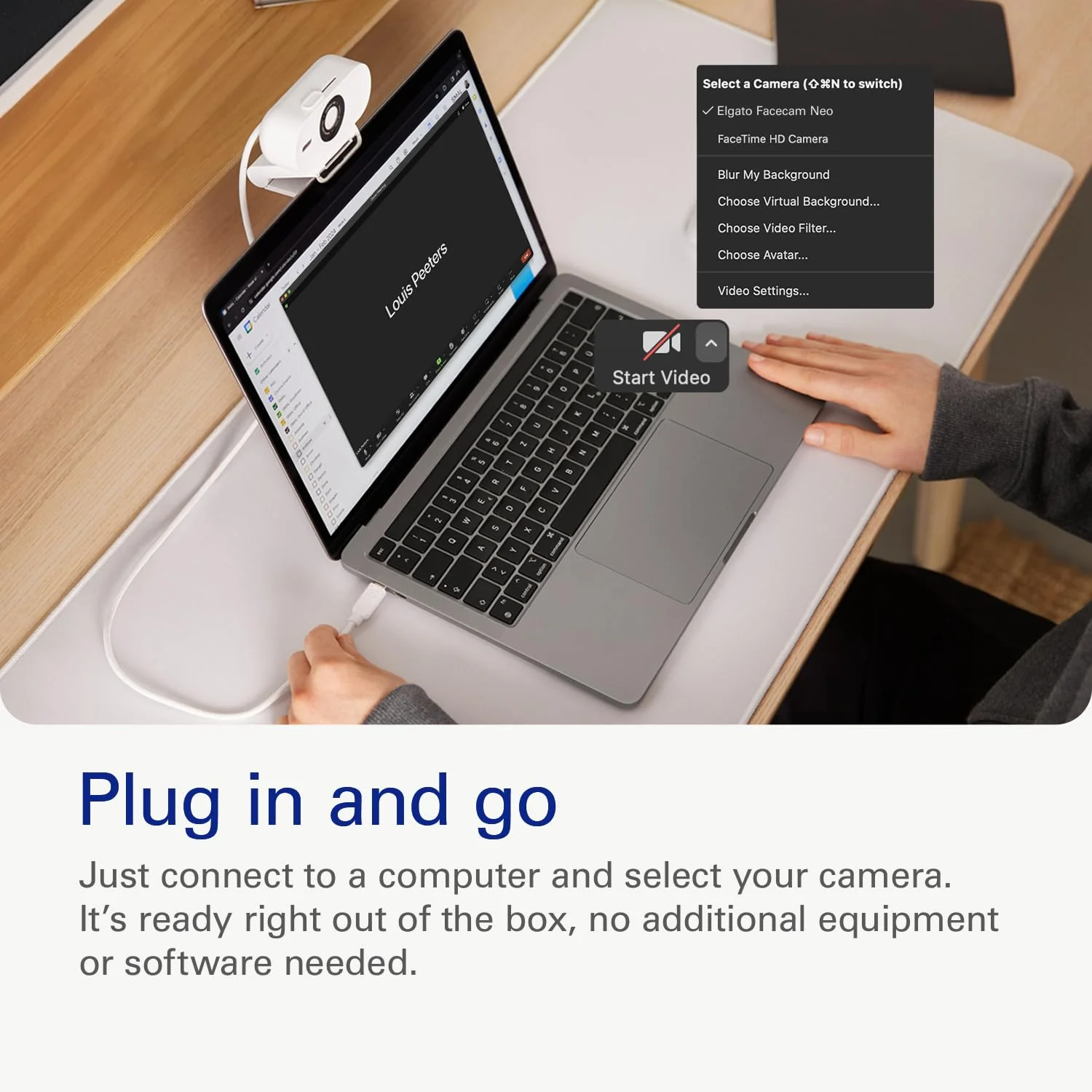 Elgato Facecam Neo — Plug-’n-Play Webcam, 1080p60 Full HD, USB Connect on Laptop & Desktop – For Streaming, Teams/Zoom/Slack, TikTok/Instagram/FaceTime – PC and Mac Friendly. - Image 3