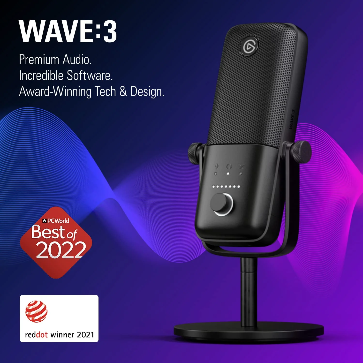 Elgato Wave:3 Premium USB Condenser Unidirectional Microphone and Digital Mixing Solution, Anti-Clipping Technology, Capacitive Mute, Streaming and Podcasting, (10MAB9901, Black) - Image 3
