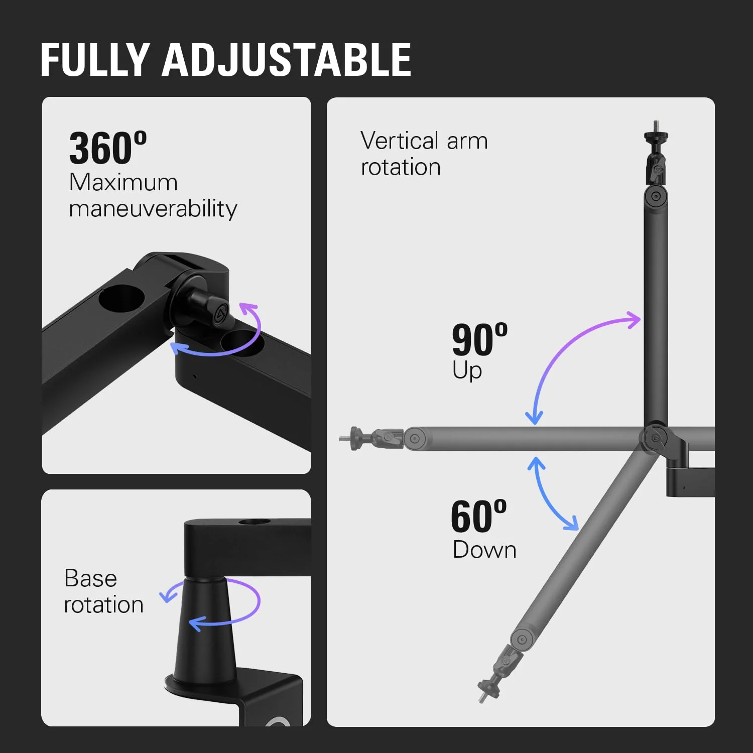 Elgato Wave Mic Arm LP - Premium Low Profile Microphone Arm with Cable Management Channels, Desk Clamp, Versatile Mounting and Fully Adjustable, perfect for Podcast, Streaming, Gaming, Home Office - Image 4