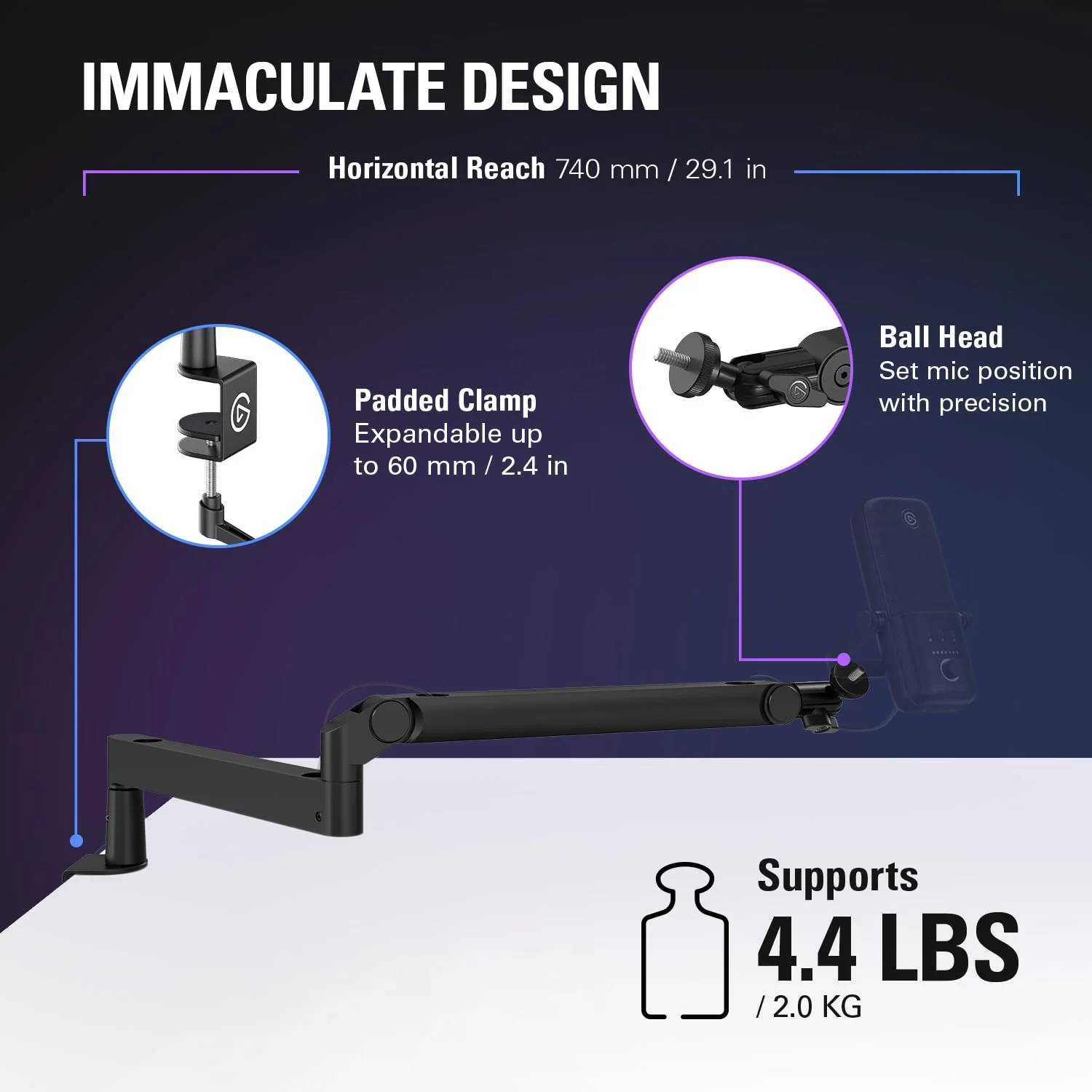 Elgato Wave Mic Arm LP - Premium Low Profile Microphone Arm with Cable Management Channels, Desk Clamp, Versatile Mounting and Fully Adjustable, perfect for Podcast, Streaming, Gaming, Home Office - Image 6