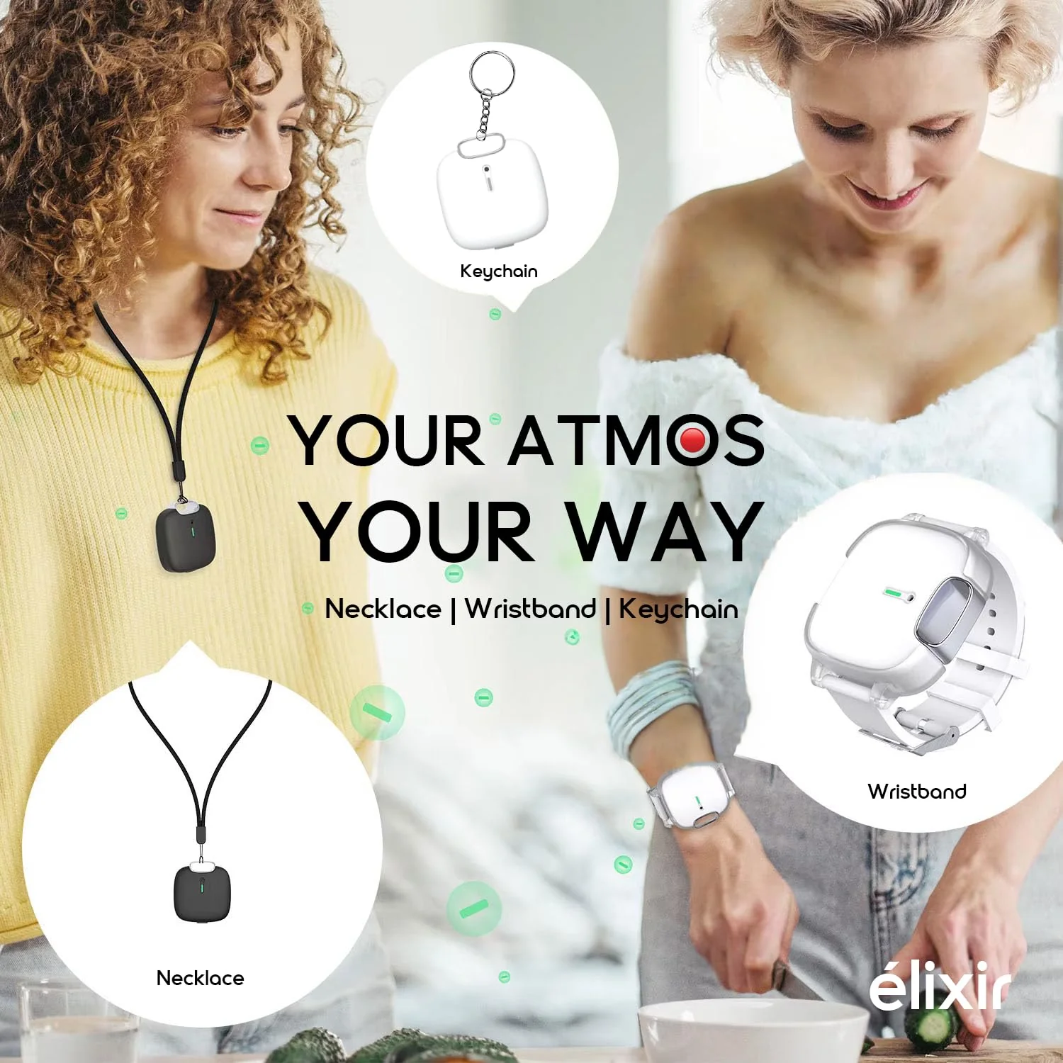 รฉlixir ATMOS 3-in-1 Wearable & Portable Air Purifier with Patented HyperRelease Anion Tech | Removes 99.9% Pollutants in 30min โ PM, Virus, Bacteria | Filterless | Developed at IIT-BHU (BRAND NEW/SEALED) - Image 4