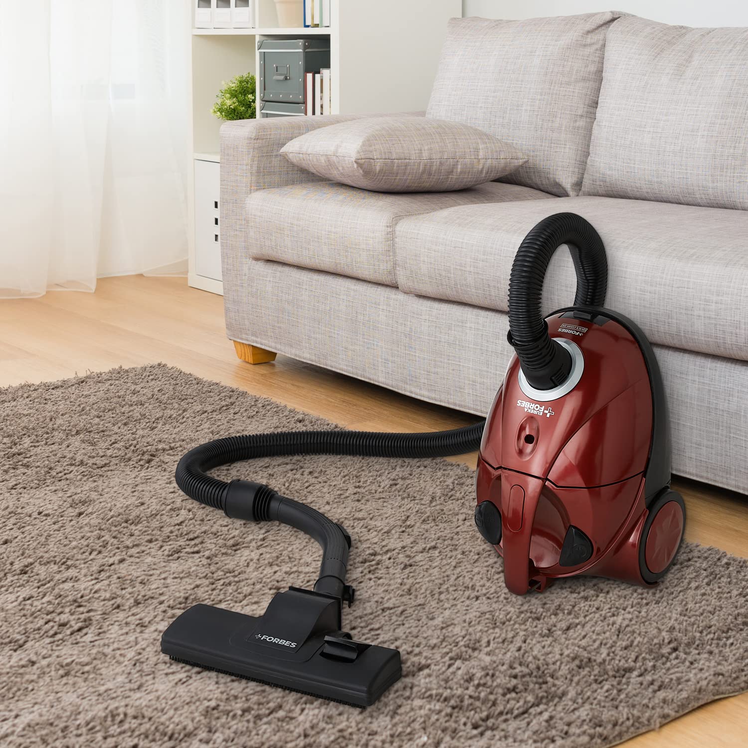 Eureka Forbes Quick Clean DX Vacuum Cleaner with 1200 Watts Powerful Suction Control, 3 Free Reusable dust Bag worth Rs 500, comes with multiple accessories, dust bag full indicator (Red) - Image 2