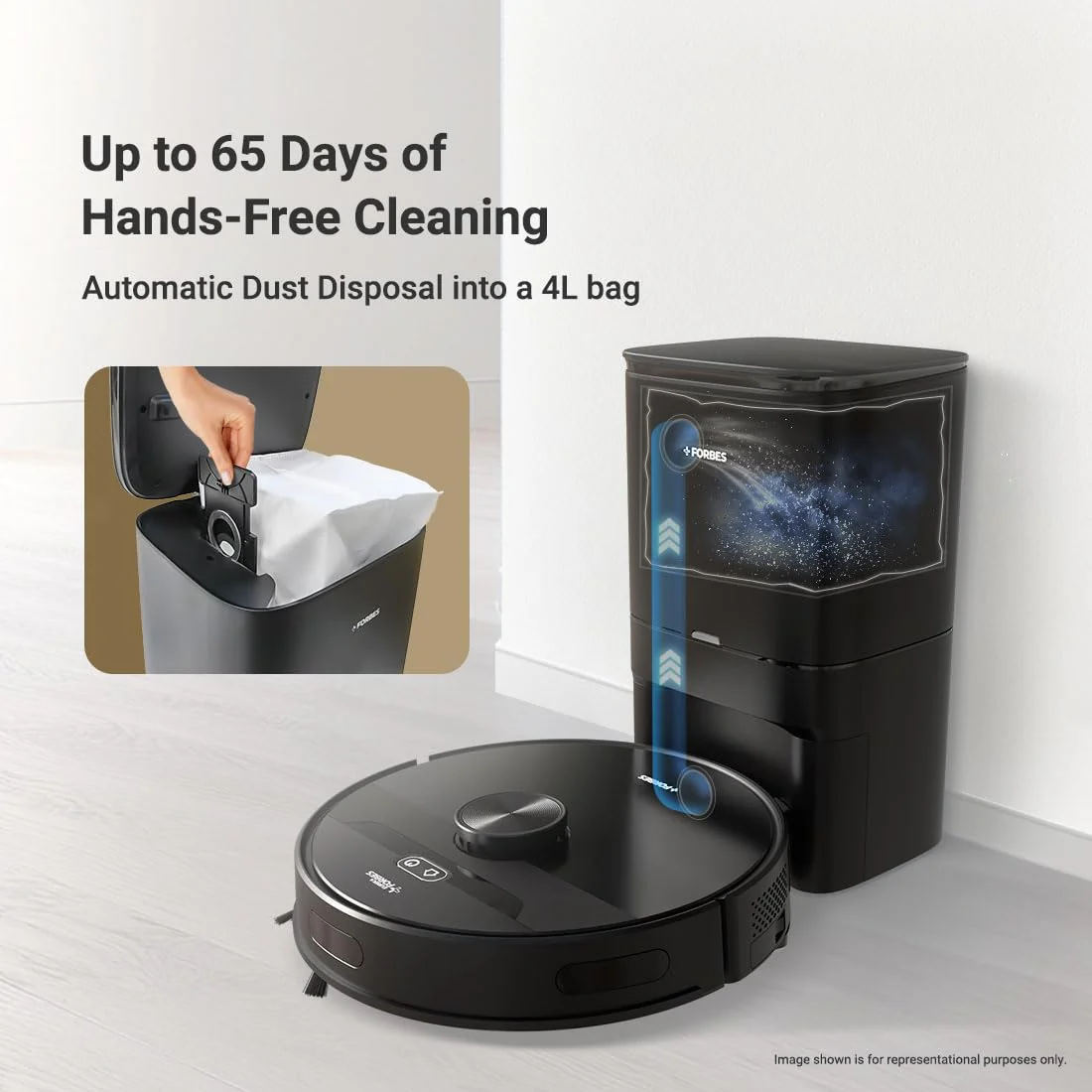 Eureka Forbes SmartClean, 5000Pa HyperSuction Robotic Vacuum Cleaner with Auto Bin (65 Days Hands-Free Cleaning) | LiDAR 3.0 & Home Mapping | Wet Mopping | 5-Hour Run Time | Smart App Control - Image 3