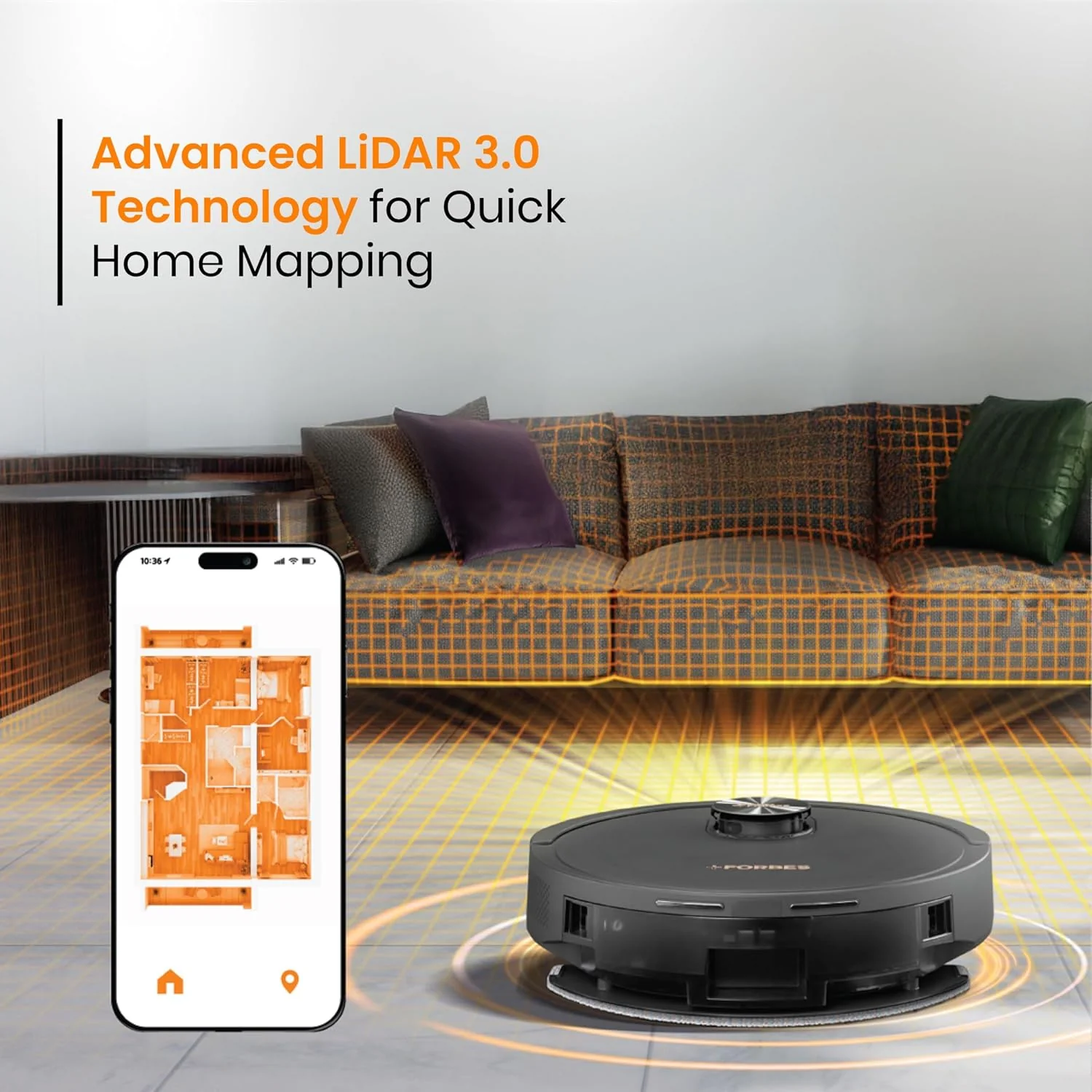 Eureka Forbes SmartClean Auto Bin Turbo, 7000Pa HyperSuction Robotic Vacuum Cleaner (40 Days Hands-Free Cleaning) | LiDAR 3.0 & Quick Home Mapping | Wet Mopping | 3-Hour Run Time | Smart App Control - Image 4