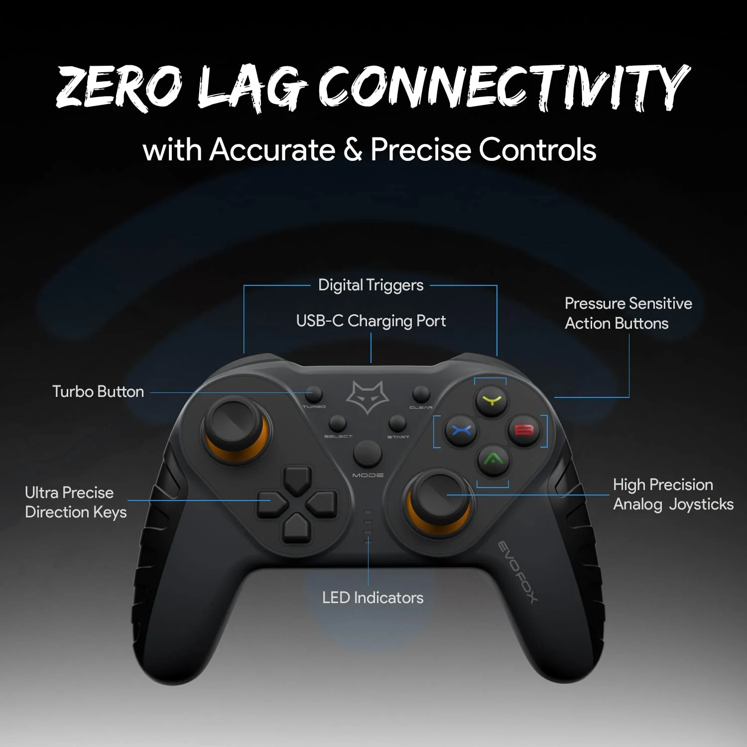 EvoFox Elite Ops Wireless Gamepad for Google TV and Android TV | 8+ Hours of Play Time | Zero Lag Connectivity Upto 12 Feet ( Without Dongle) - Image 5