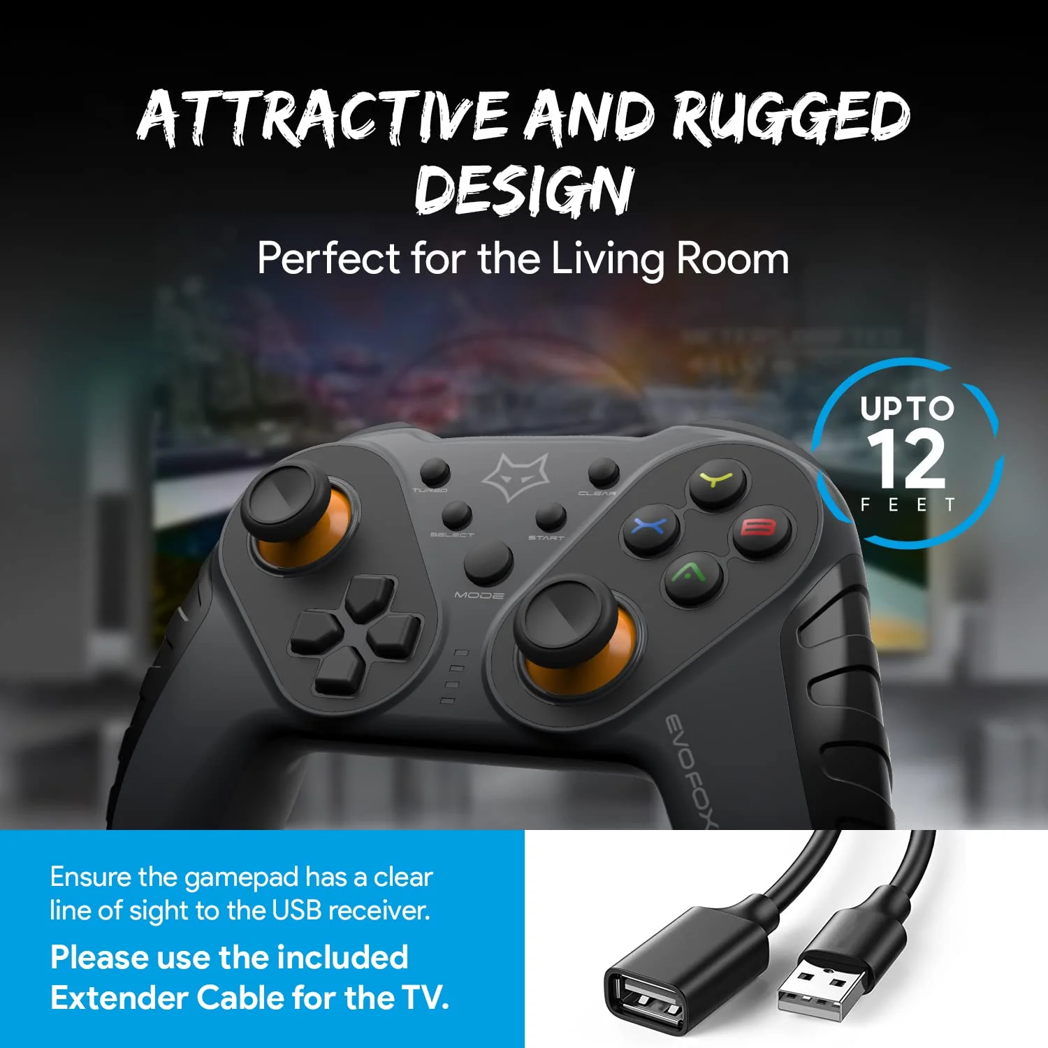 EvoFox Elite Ops Wireless Gamepad for Google TV and Android TV | 8+ Hours of Play Time | Zero Lag Connectivity Upto 12 Feet ( Without Dongle) - Image 7