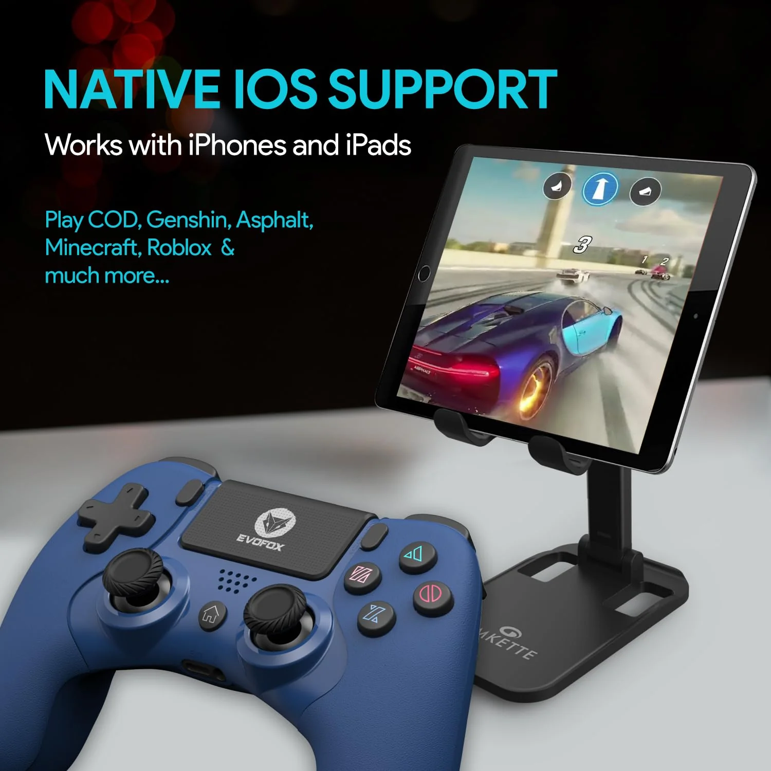EvoFox Elite Play ps4 controller dualshock 4, iPad & iPhones | Bluetooth 5 | Dual Vibration | 6 Axis Gyro Sensor | 10 Hours of Game Play | Touch Panel | Built in Speaker | 3.5 mm Headset Port - Image 3