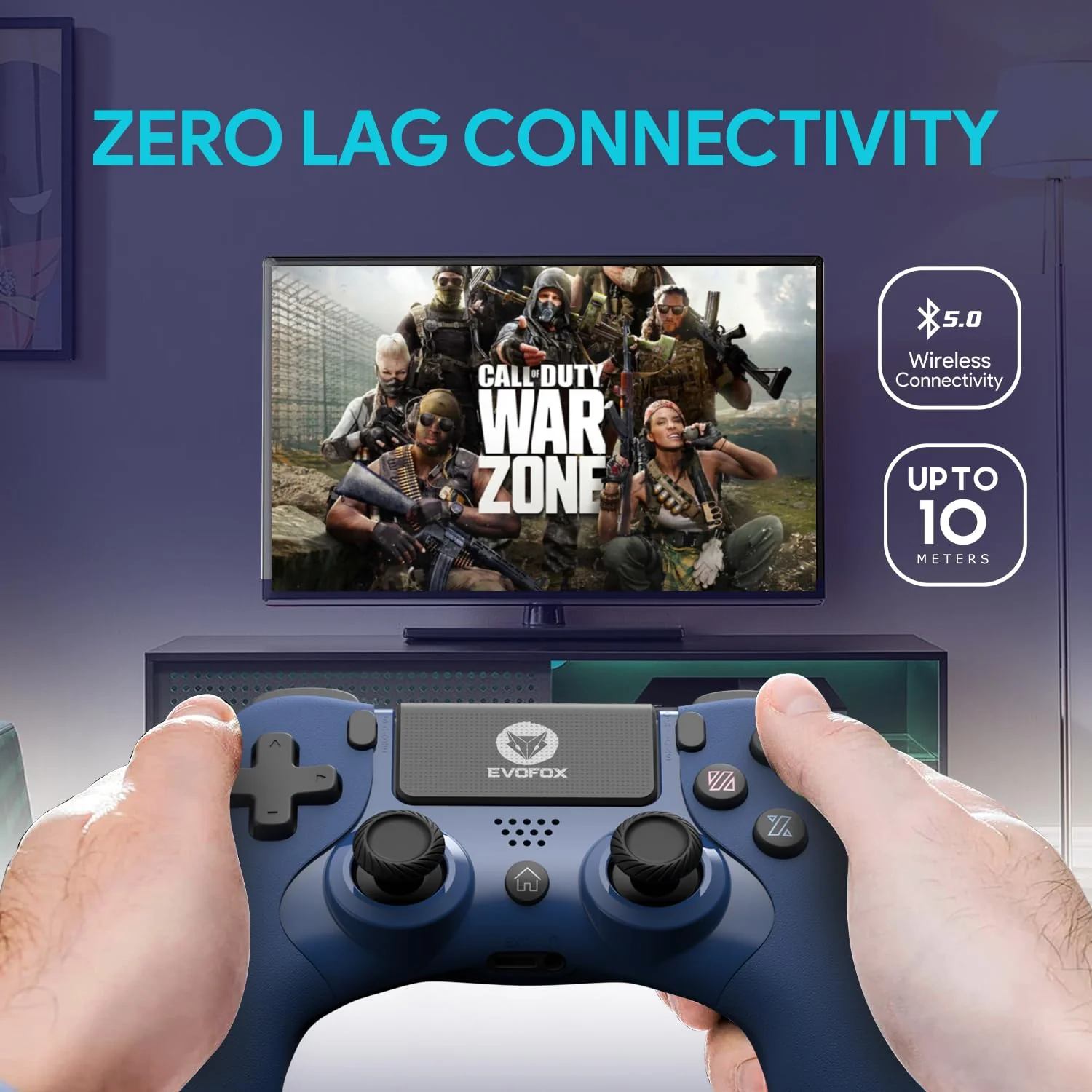 EvoFox Elite Play ps4 controller dualshock 4, iPad & iPhones | Bluetooth 5 | Dual Vibration | 6 Axis Gyro Sensor | 10 Hours of Game Play | Touch Panel | Built in Speaker | 3.5 mm Headset Port - Image 4