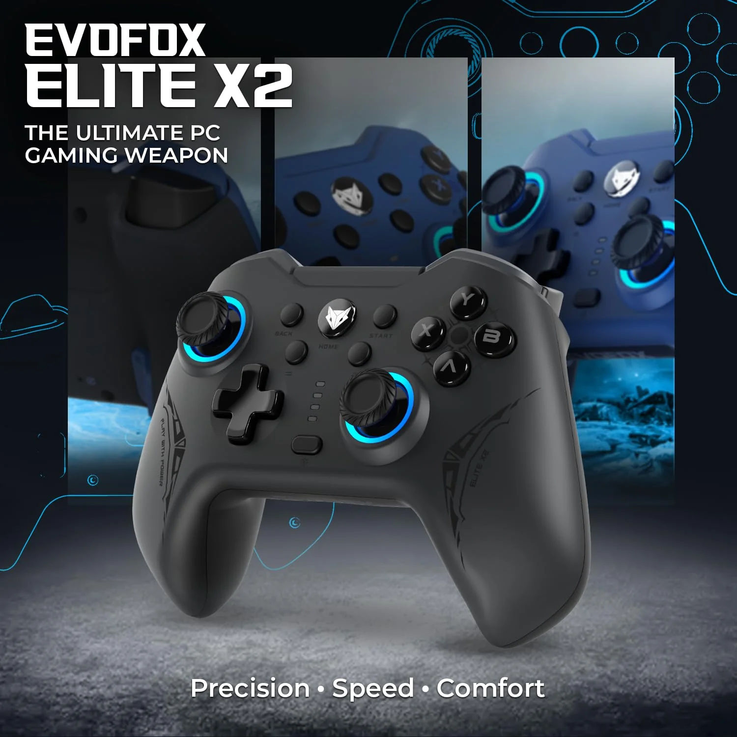 EvoFox Elite X2 Wireless Gaming Controller For PC with 1000Hz Polling Rate (Without Receiver) - Image 2
