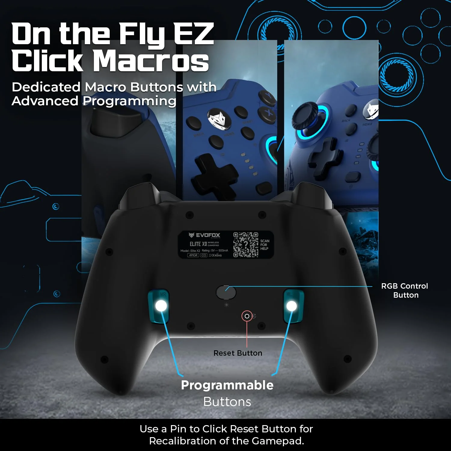 EvoFox Elite X2 Wireless Gaming Controller For PC with 1000Hz Polling Rate (Without Receiver) - Image 5