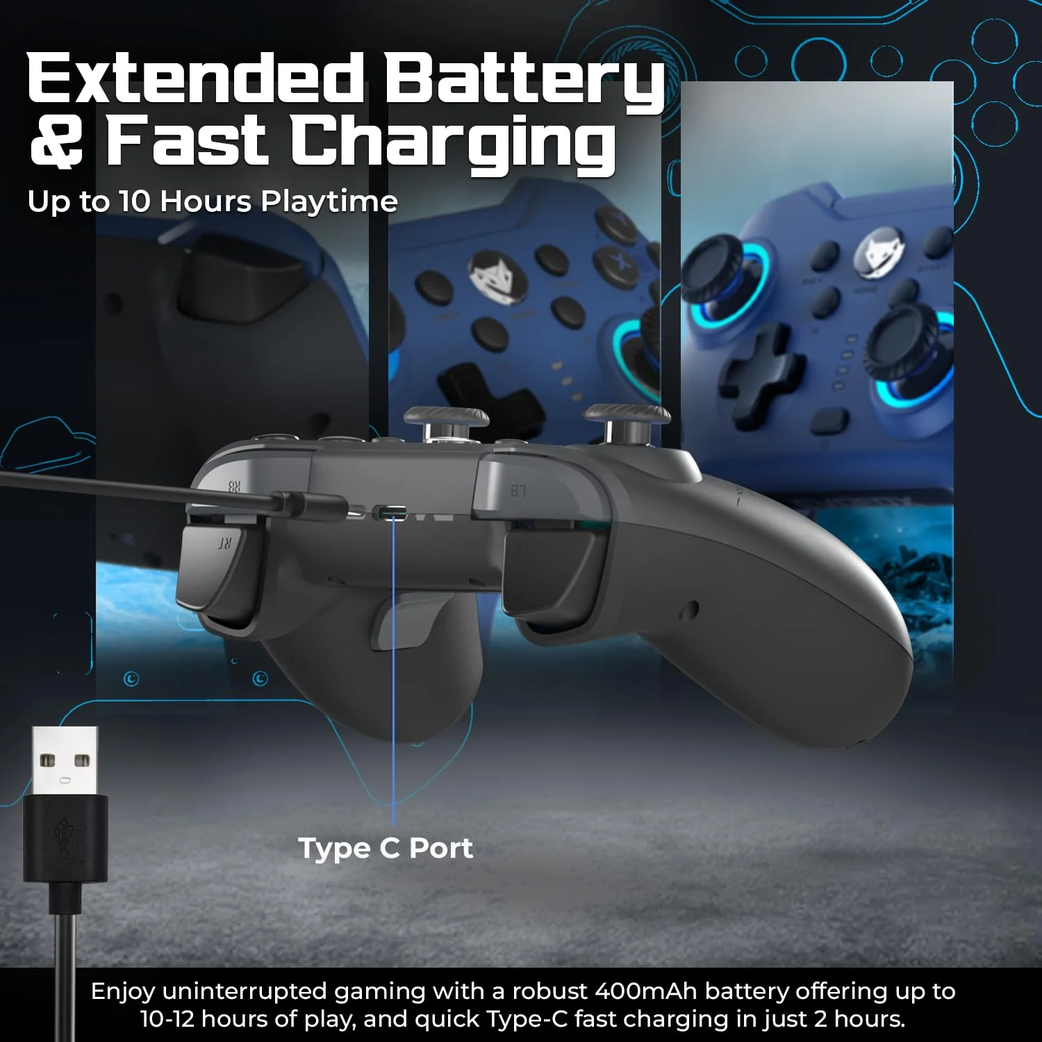 EvoFox Elite X2 Wireless Gaming Controller For PC with 1000Hz Polling Rate (Without Receiver) - Image 7