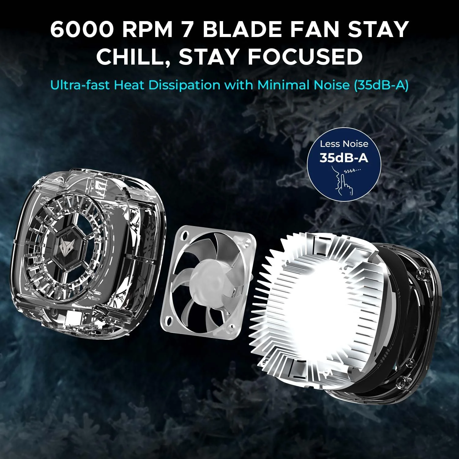 EvoFox Hailstone 2 18W Phone Cooler for Gaming, 2 in 1 [MagSafe+Clamp] Mounting | Instant Cooling, Semiconductor Tech Enhanced Refrigeration Chip Reaches 0°C|7-Blade 6000 RPM | RGB | Type-C & Display - Image 7