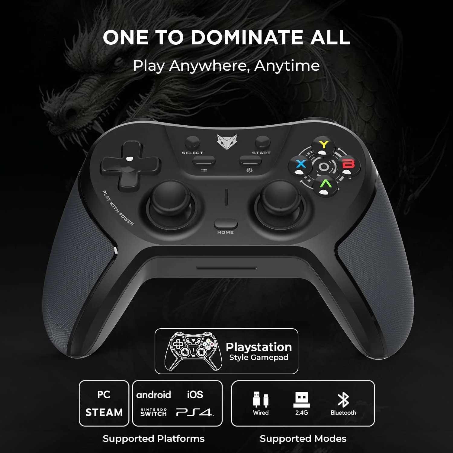 EvoFox One S Universal 3-Mode Wireless Gaming Controller, HallSenseโข Precision Joysticks, Bluetooth 5.0, 2.4GHz, Fast Type-C Charging for PC, Mobile, Android TV, PS4 & Console Gaming - Image 8