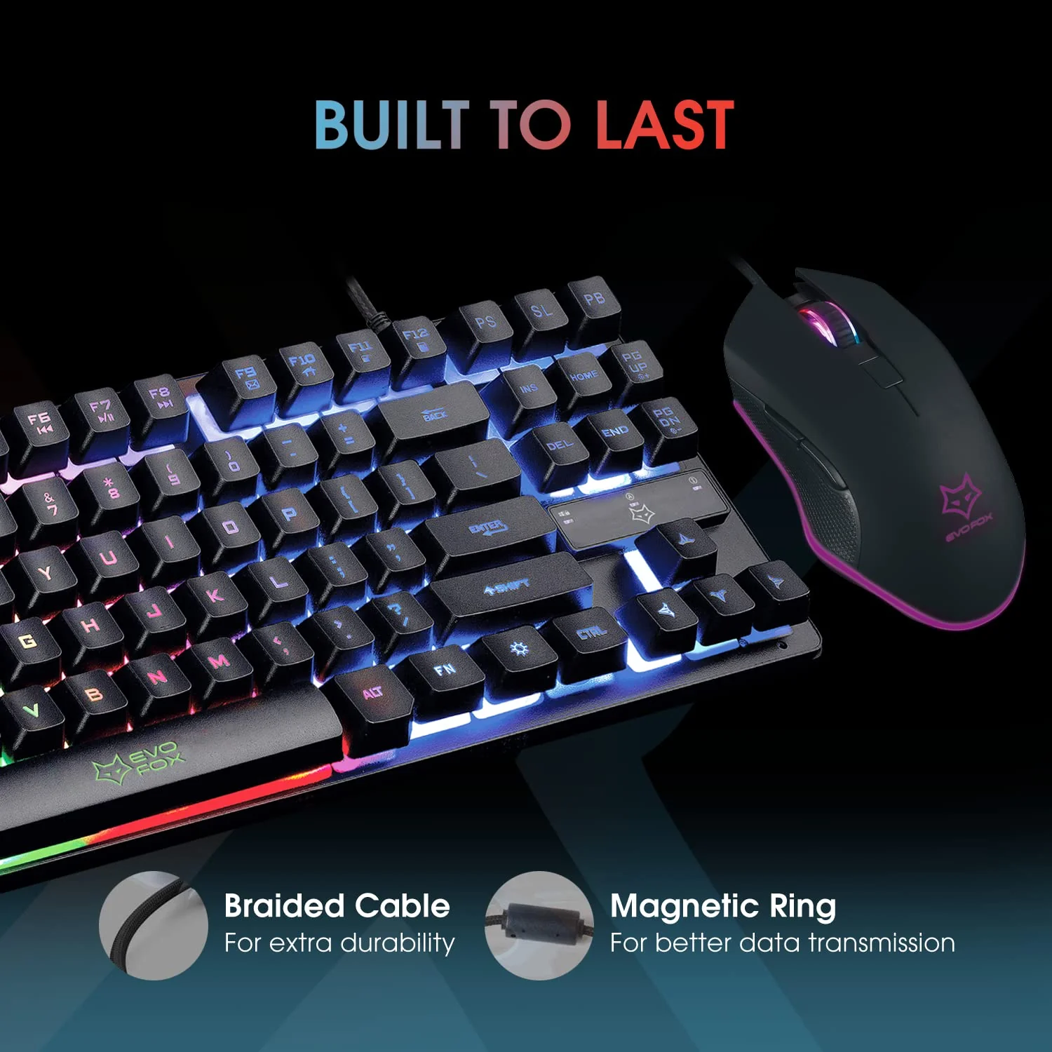 EvoFox X-Team Fireblade Gaming Keyboard Combo with Space-Saving TKL Design, Breathing LED Effects, Anti-ghosting Keys and 6 Button Mouse with up to 3200 DPI Setting (Wired, Black) - Image 6