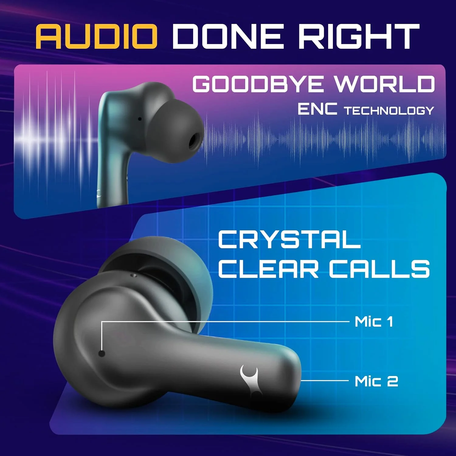 Fastrack Fpods FZ100 TWS in-Ear Earbuds with Mega 50 Hrs Playtime|Extra Deep Bass Driver|Quad Mic ENC for Clear Calls|Ultra Low 40ms Latency Gaming Mode|NitroFast Charge-200 Min in 10 Min-Black - Image 6