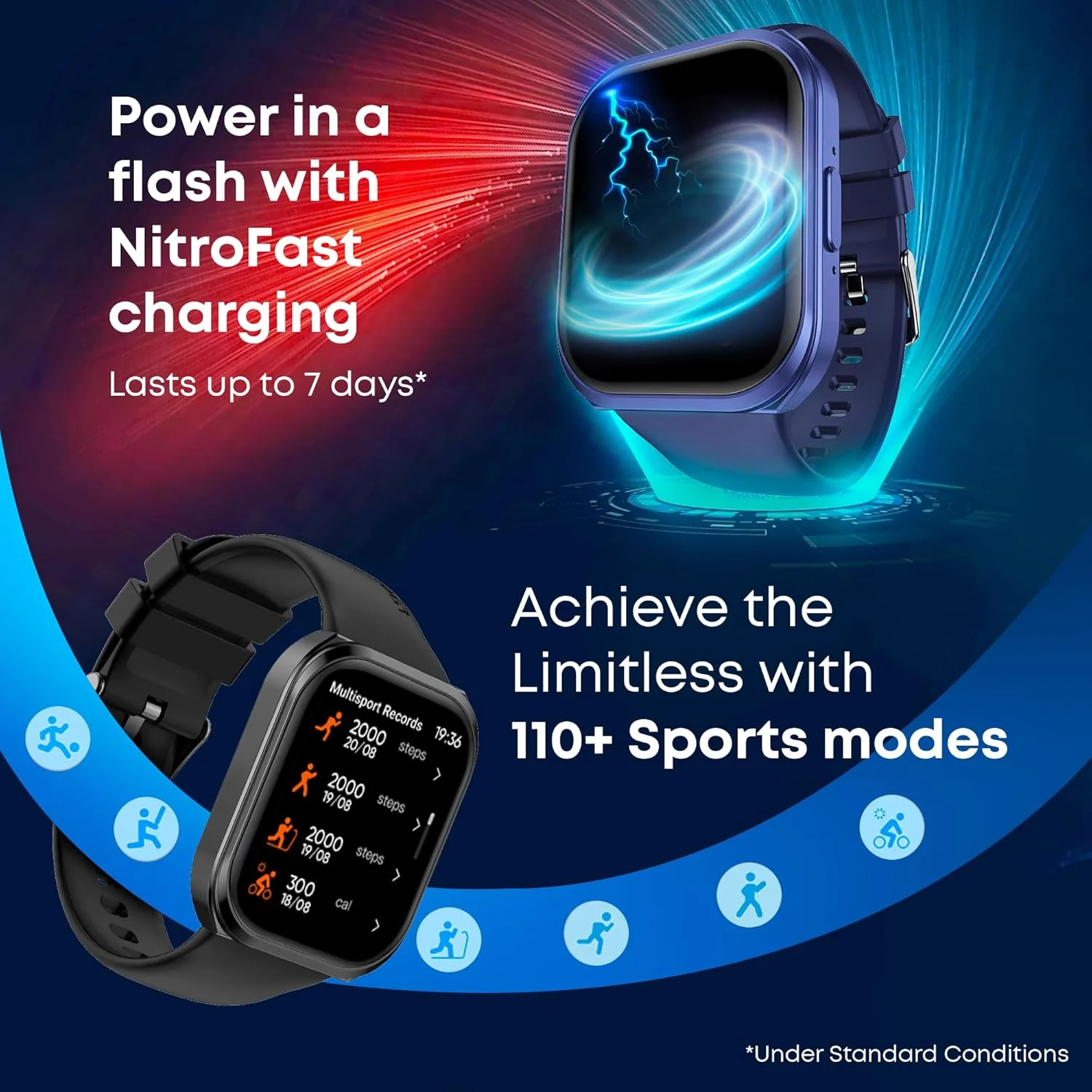 Fastrack New Limitless FS1+ Smart Watch|Biggest 2.01" UltraVU Display|Industry Best 950 Nits Brightness|SingleSync BT Calling|NitroFast Charging|110+ Sports Modes|200+ Watchfaces|Upto 7 Days Battery - Image 4