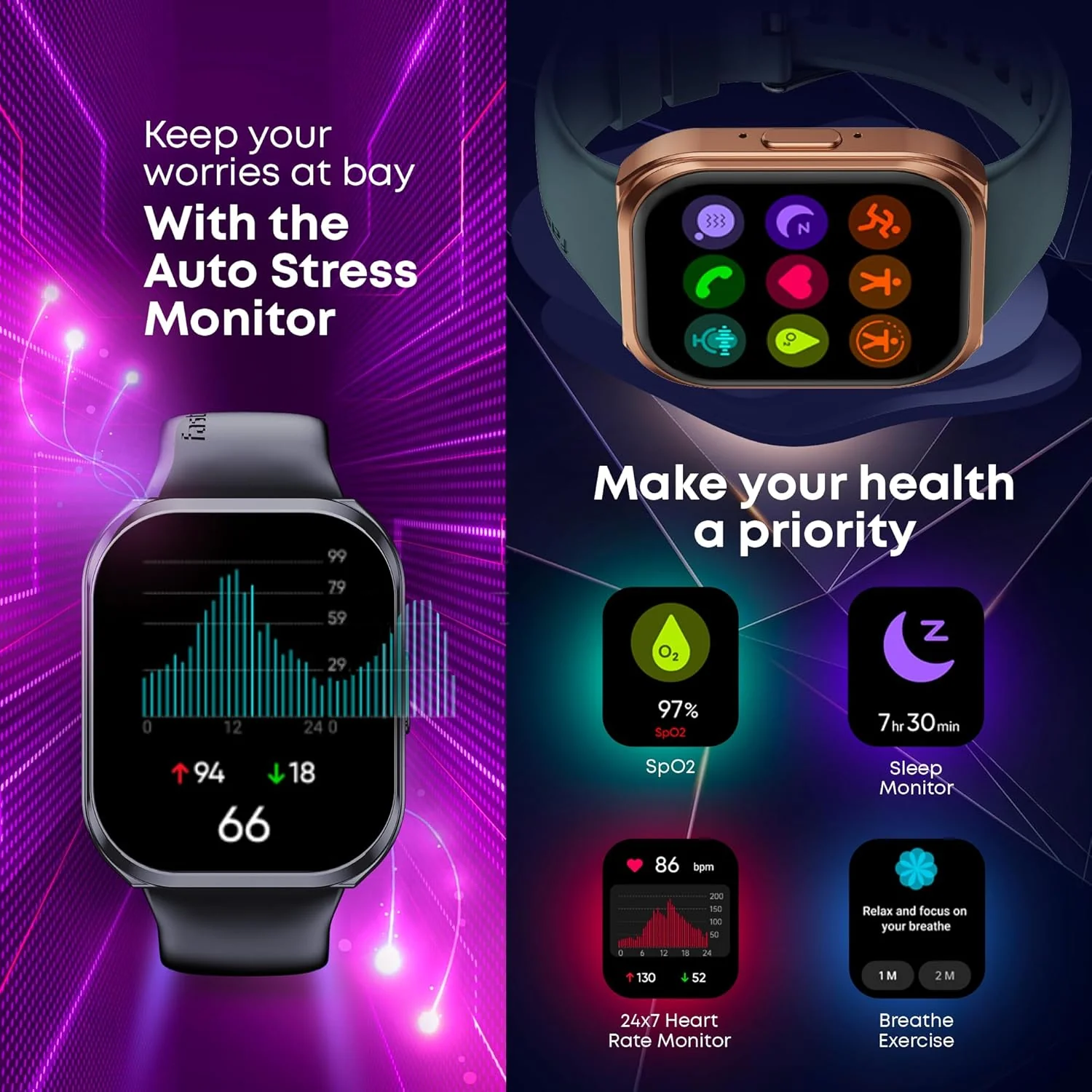 Fastrack New Limitless FS1+ Smart Watch|Biggest 2.01" UltraVU Display|Industry Best 950 Nits Brightness|SingleSync BT Calling|NitroFast Charging|110+ Sports Modes|200+ Watchfaces|Upto 7 Days Battery - Image 6
