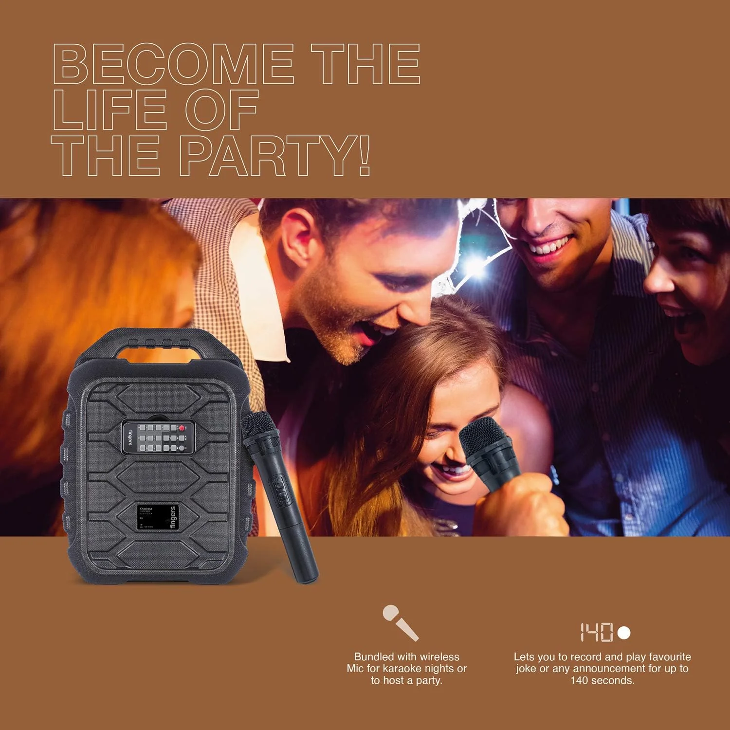 FINGERS Knockout Rugged 32 Watt Truly Wireless Bluetooth Portable Speaker (Black) - Image 5