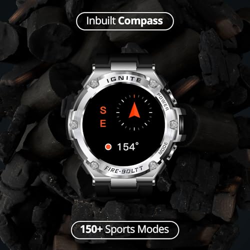 Fire-Boltt Assault Rugged Smartwatch – 1.5" HD Display, Bluetooth Calling, 600mAh Battery, Compass, Heart Rate & SpO2 Monitoring, 7-10 Days Battery Life, Heavy Metal Sports Design - Image 5