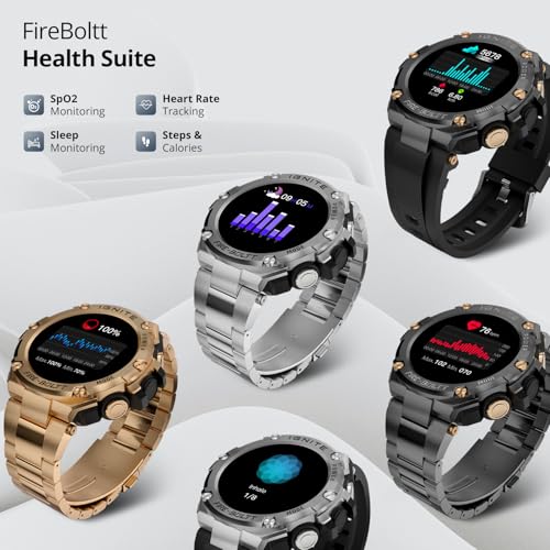Fire-Boltt Assault Rugged Smartwatch – 1.5" HD Display, Bluetooth Calling, 600mAh Battery, Compass, Heart Rate & SpO2 Monitoring, 7-10 Days Battery Life, Heavy Metal Sports Design - Image 7
