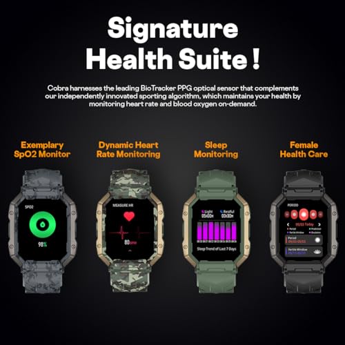 Fire-Boltt Cobra Smart Watch 1.78" Always-On AMOLED Display, Army Grade Strong Build, Bluetooth Calling with 123 Sports Modes, 60 Hz Refresh Rate, IP68 Rating - Image 5