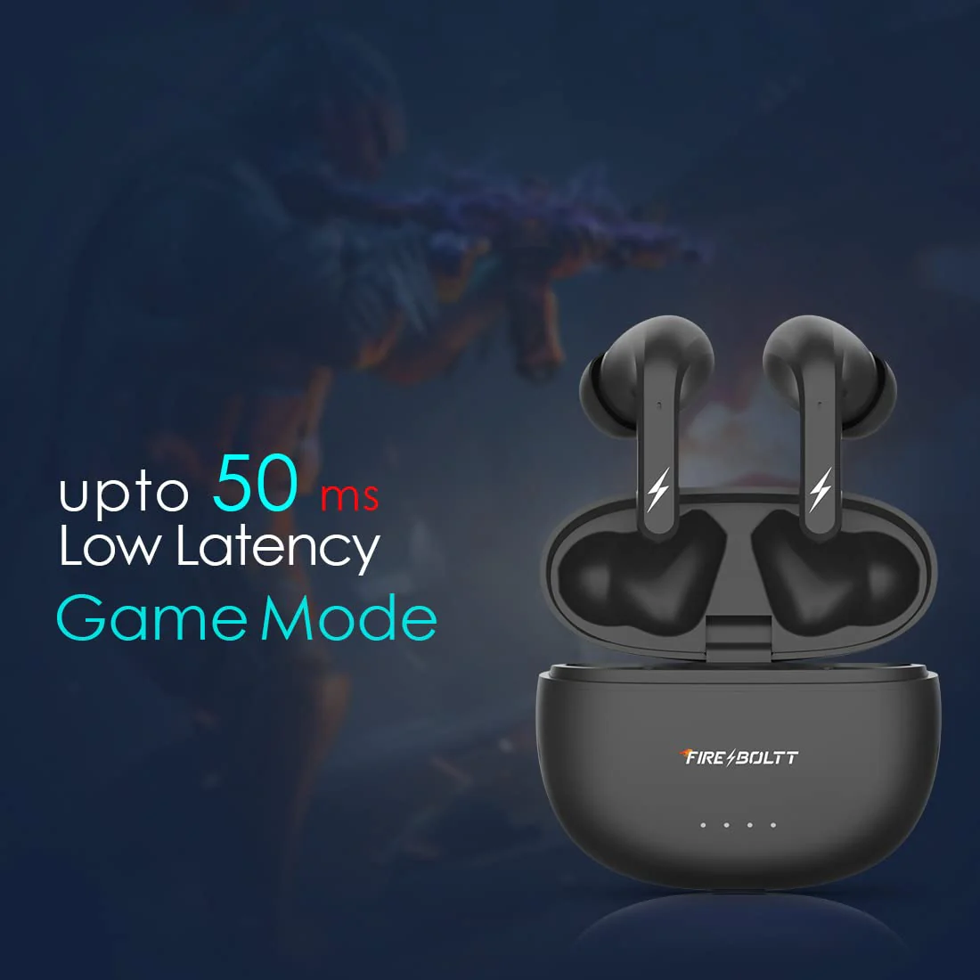 Fire-Boltt Fire Pods In Ear Earbuds Rigel With Appealing RGB Lights, Bluetooth 5.3, Mammoth 13Mm Drivers, Dual Mic ENC, 30Db ANC And Gaming Mode (Black) - Image 8
