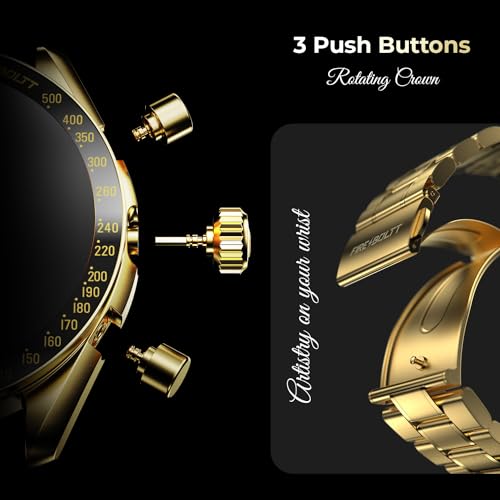 Fire-Boltt Moonwatch 36.3mm (1.43 inch) AMOLED Display, Wireless Charging, Metallic Frame, Stainless Steel Luxury Straps, Complete Health Suite, Bluetooth Calling, Sports Modes (Gold) - Image 5
