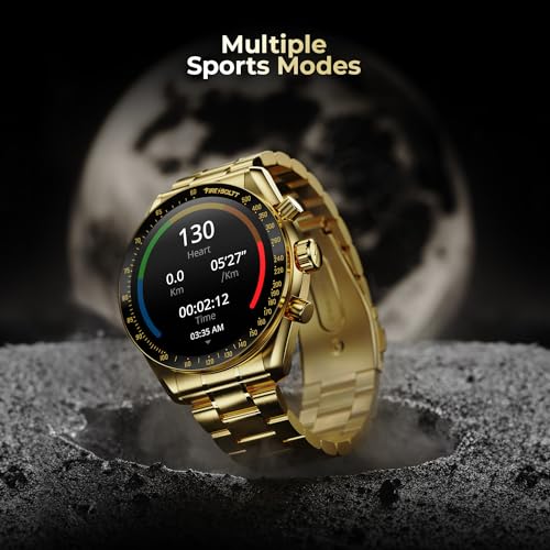 Fire-Boltt Moonwatch 36.3mm (1.43 inch) AMOLED Display, Wireless Charging, Metallic Frame, Stainless Steel Luxury Straps, Complete Health Suite, Bluetooth Calling, Sports Modes (Gold) - Image 6