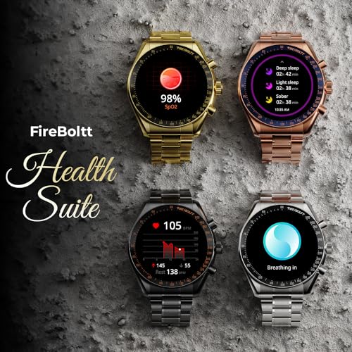 Fire-Boltt Moonwatch 36.3mm (1.43 inch) AMOLED Display, Wireless Charging, Metallic Frame, Stainless Steel Luxury Straps, Complete Health Suite, Bluetooth Calling, Sports Modes (Gold) - Image 7