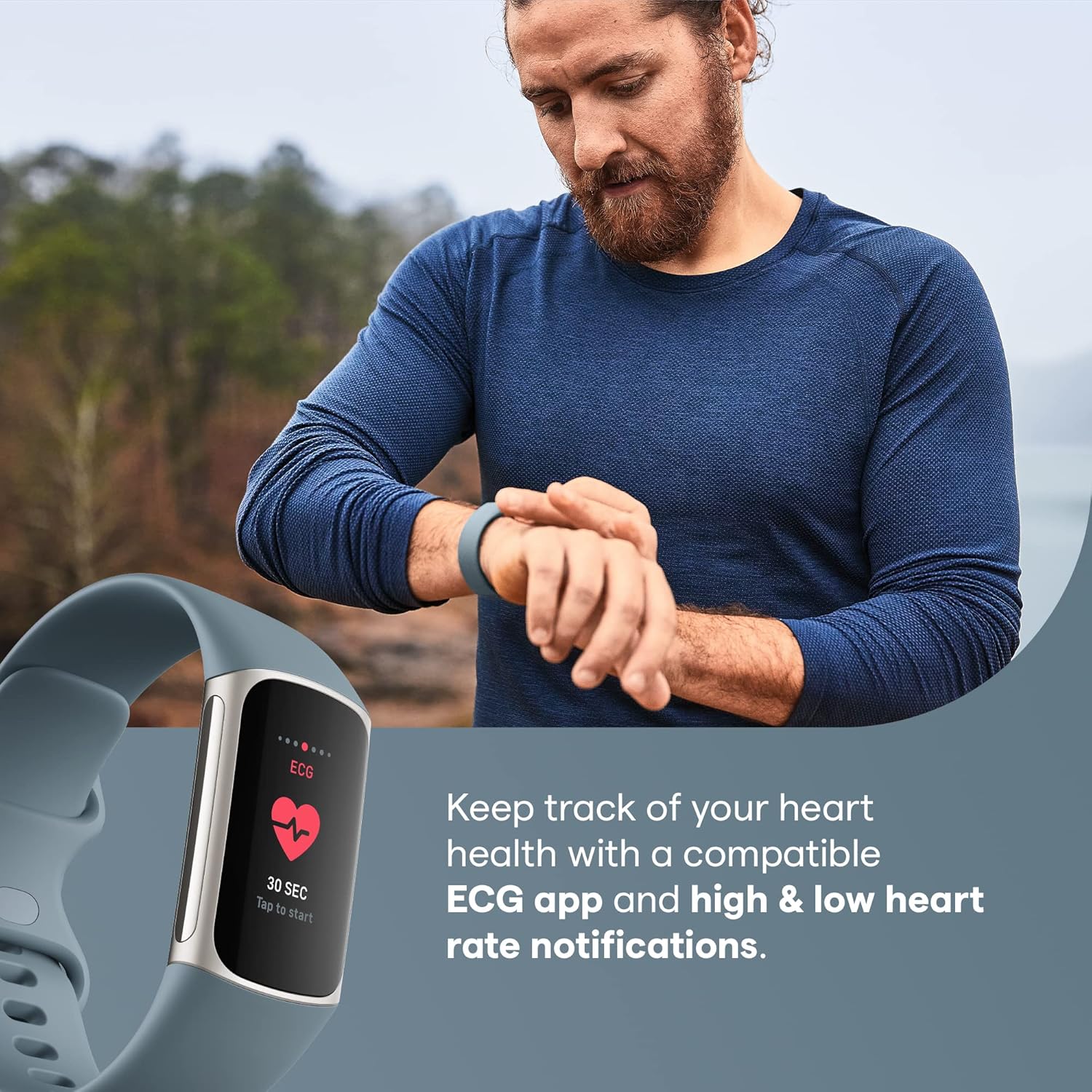 Fitbit Charge 5 Advanced Health & Fitness Tracker with Built-in GPS, Stress Management, Sleep Tools, 24/7 Heart Rate, SpO2 & More, One Size (S & L Bands Included) - Image 4