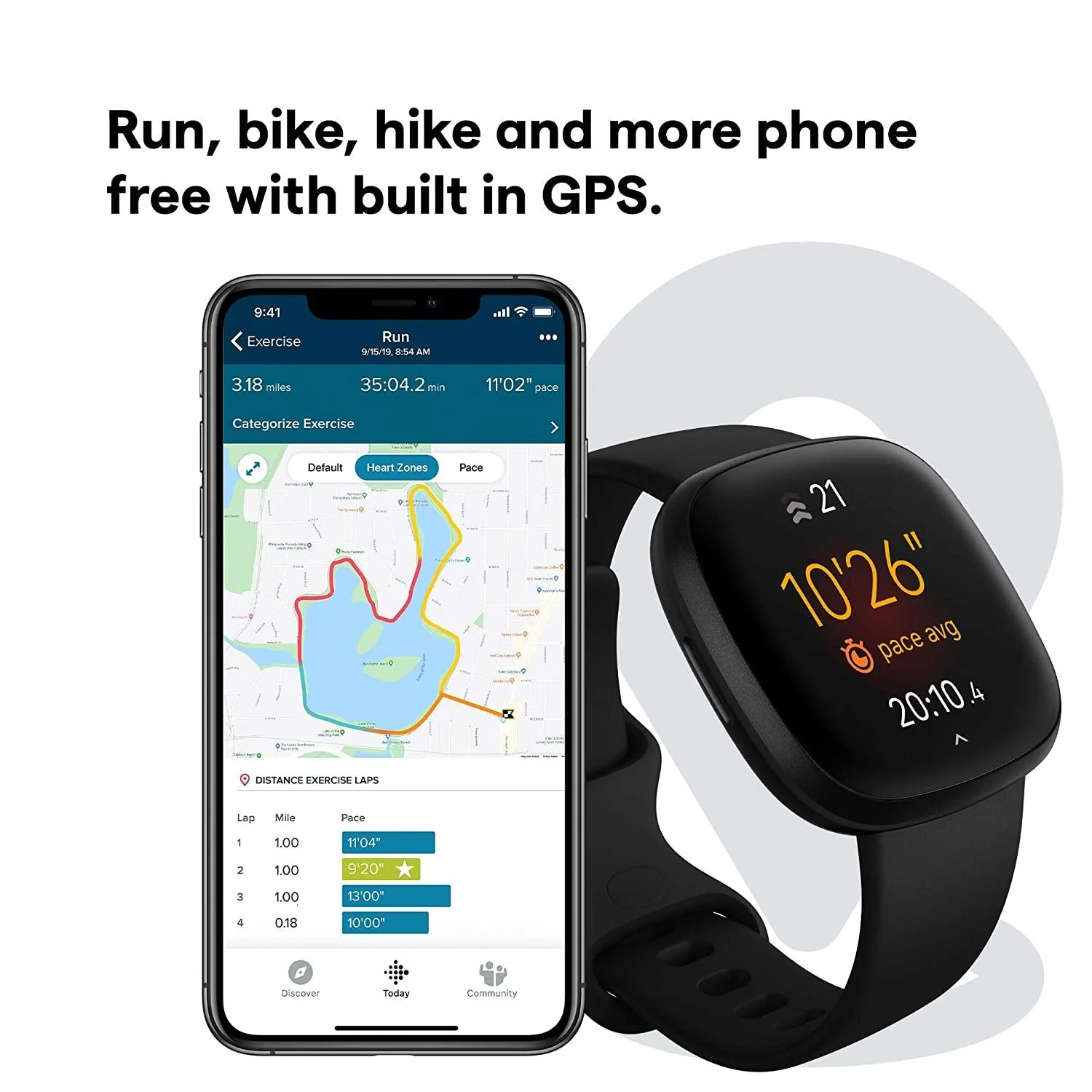 Fitbit Versa 3 Health & Fitness Smartwatch with GPS, 24/7 Heart Rate, Alexa Built-in, 6+ Days Battery, One Size (S & L Bands Included) - Image 3